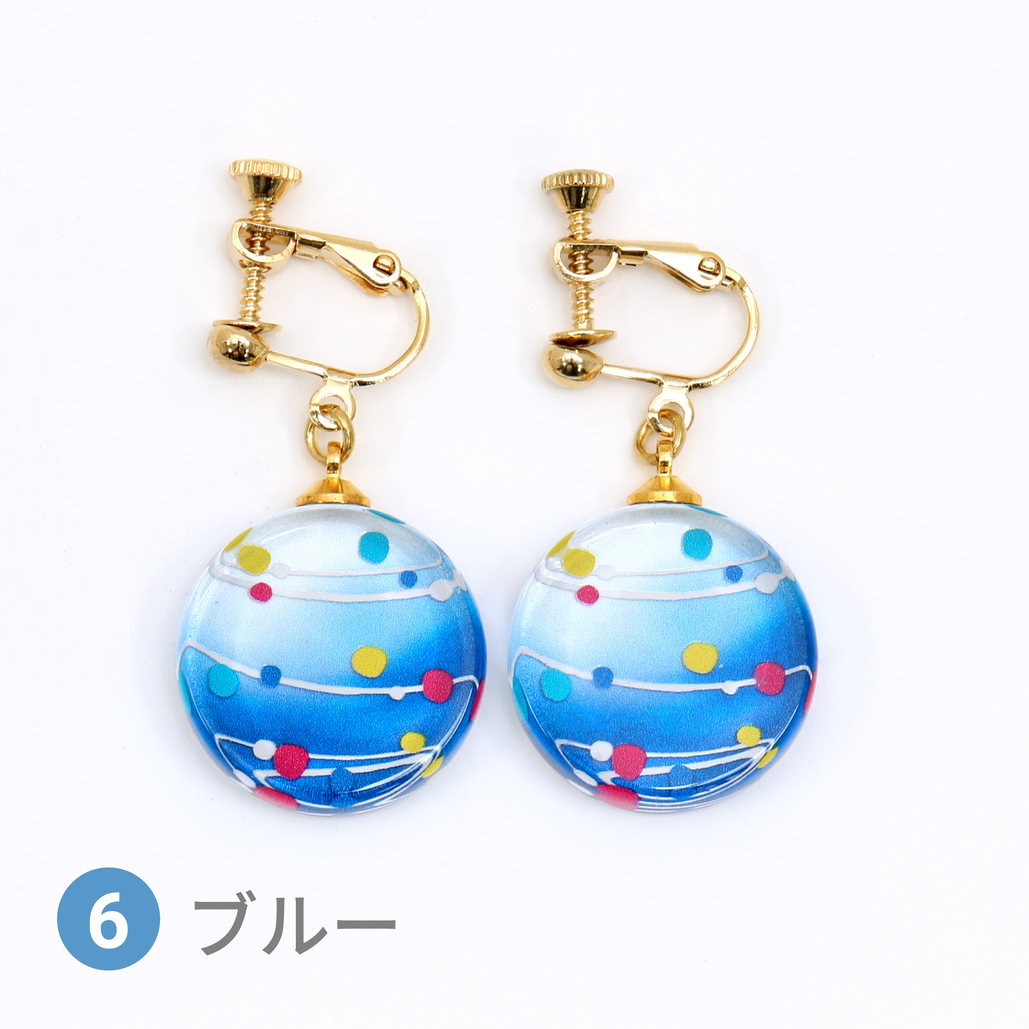Glass accessories Earring WATER BALLOON blue round shape