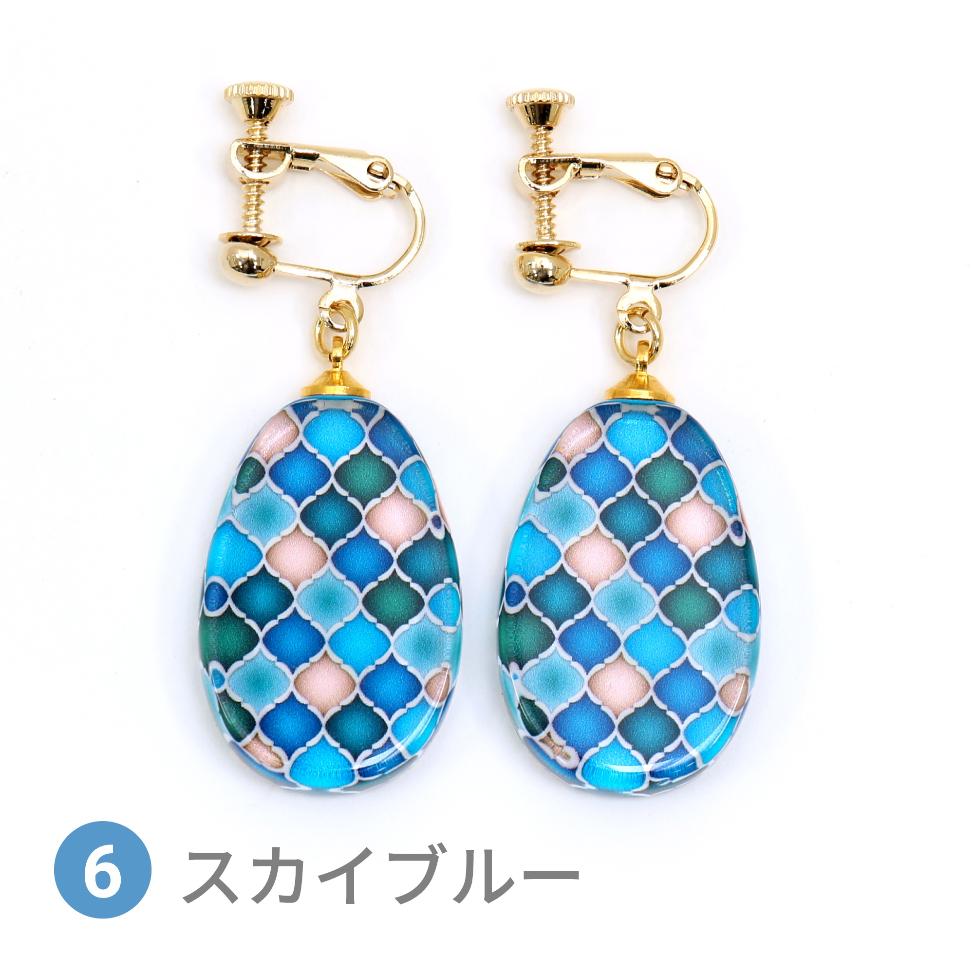 Glass accessories Earring MOROCCAN skyblue drop shape