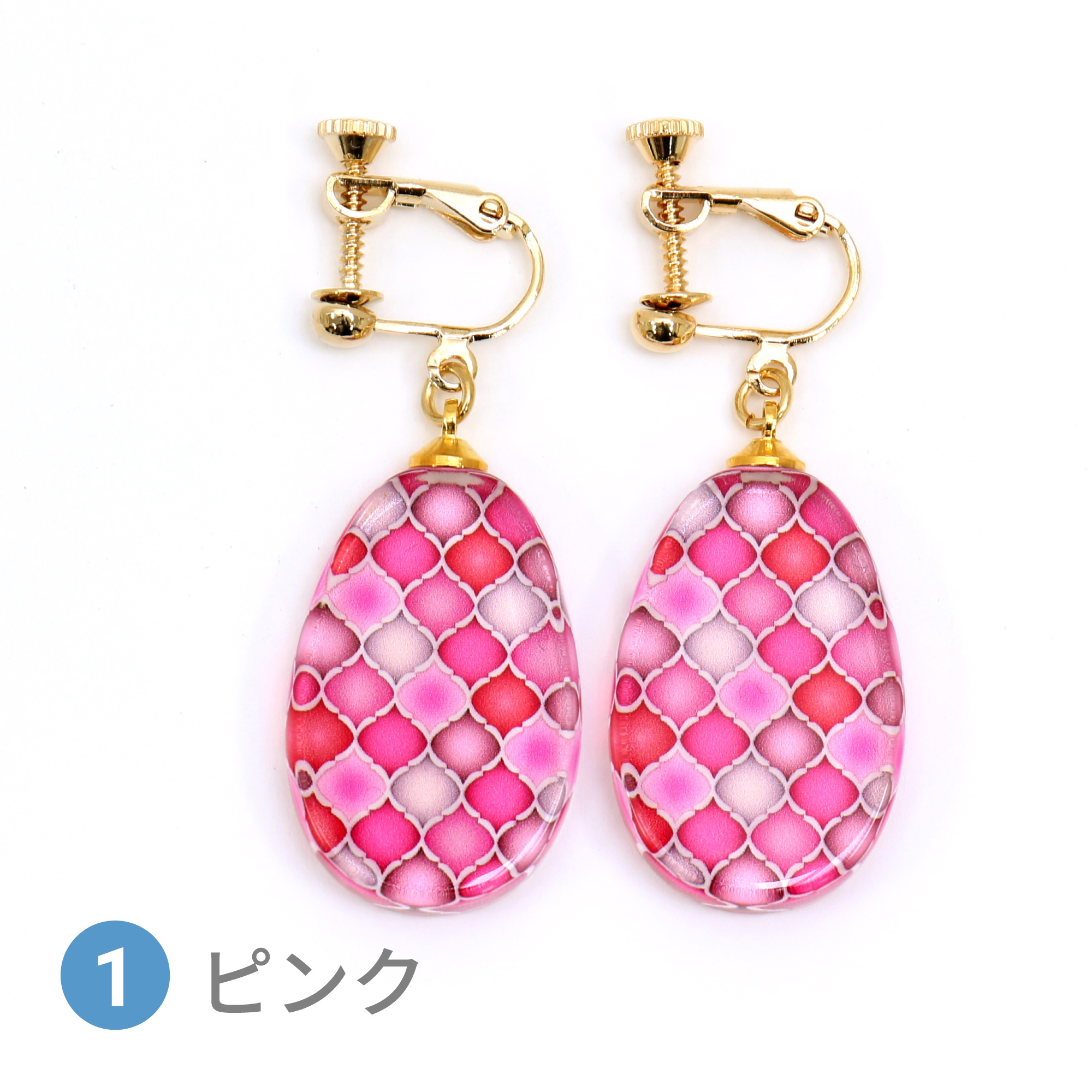Glass accessories Earring MOROCCAN pink drop shape