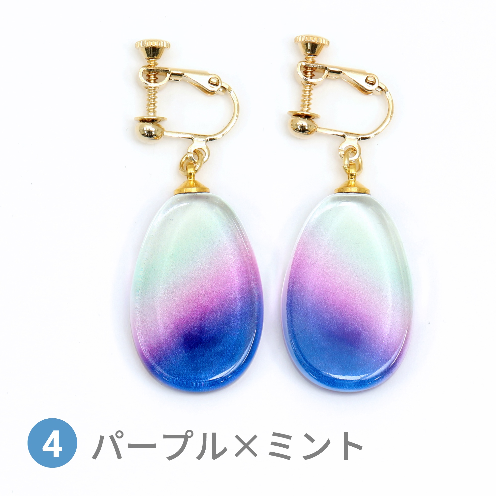 Glass accessories Earring AURORA purple&mint drop shape
