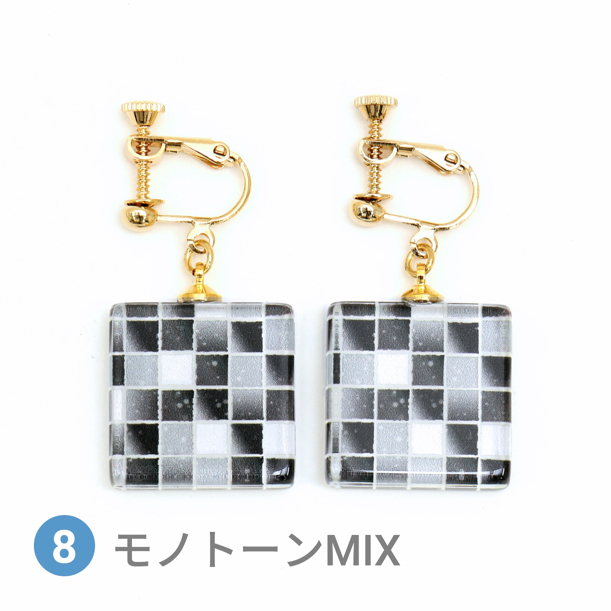 Glass accessories Earring TILE monotone mix square shape