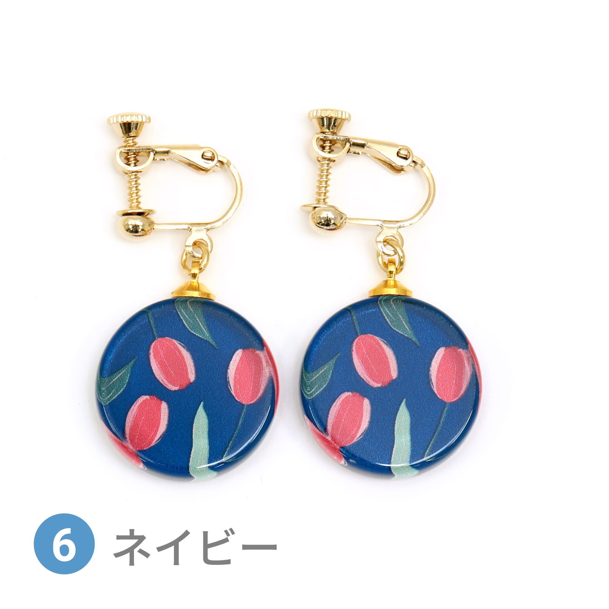 Glass accessories Earring TULIP navy round shape