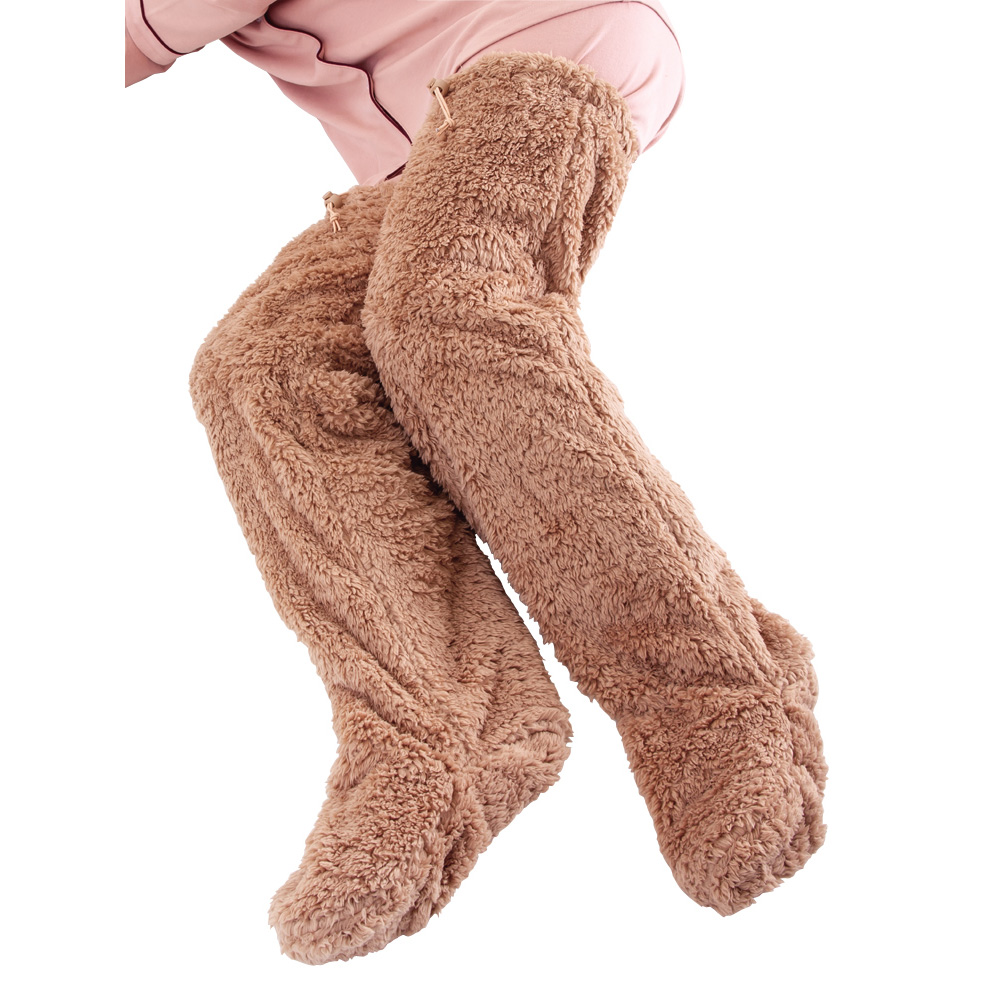 Extreme warmth Room long socks with stoppers Brown M size