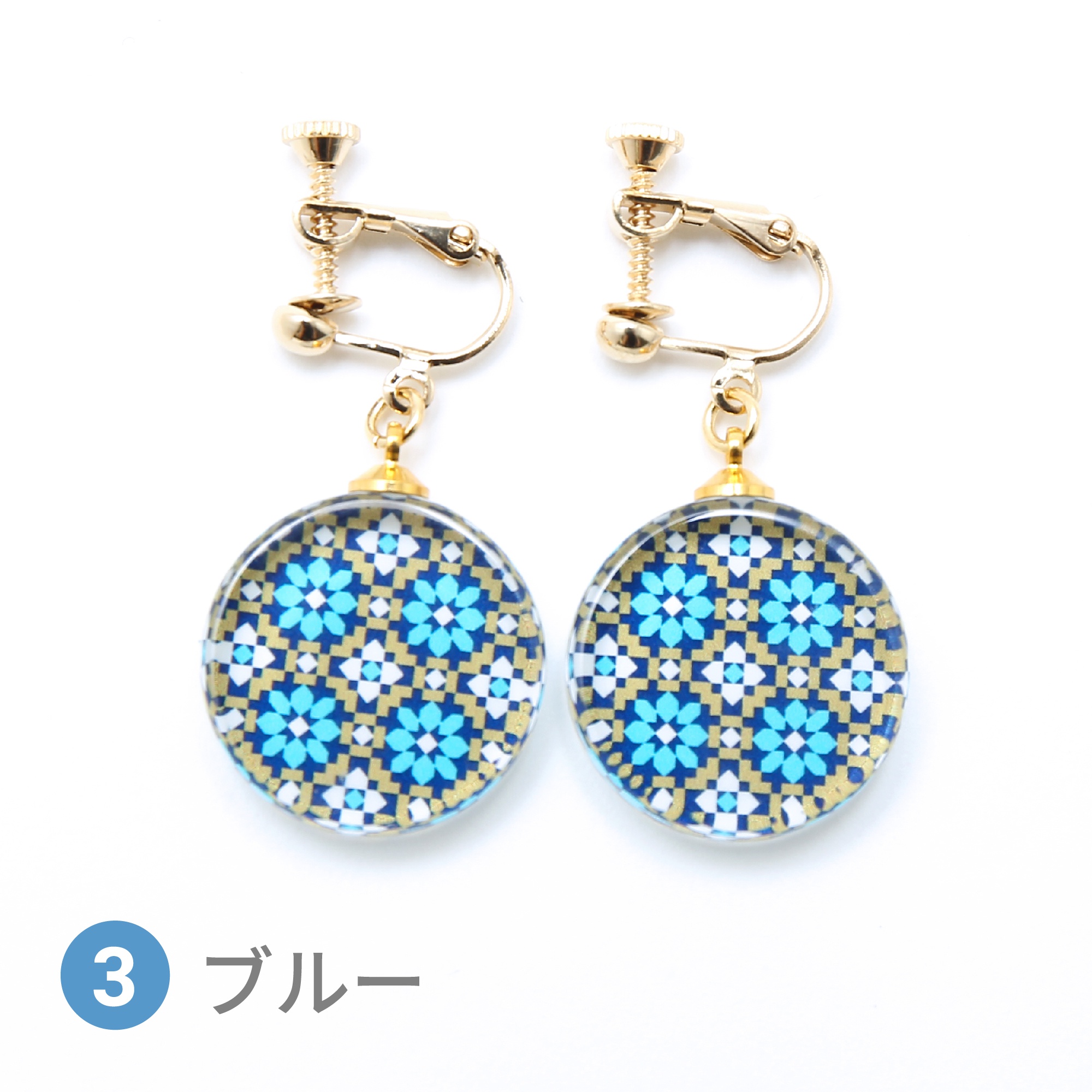 Glass accessories Earring ARABESQUE blue round shape
