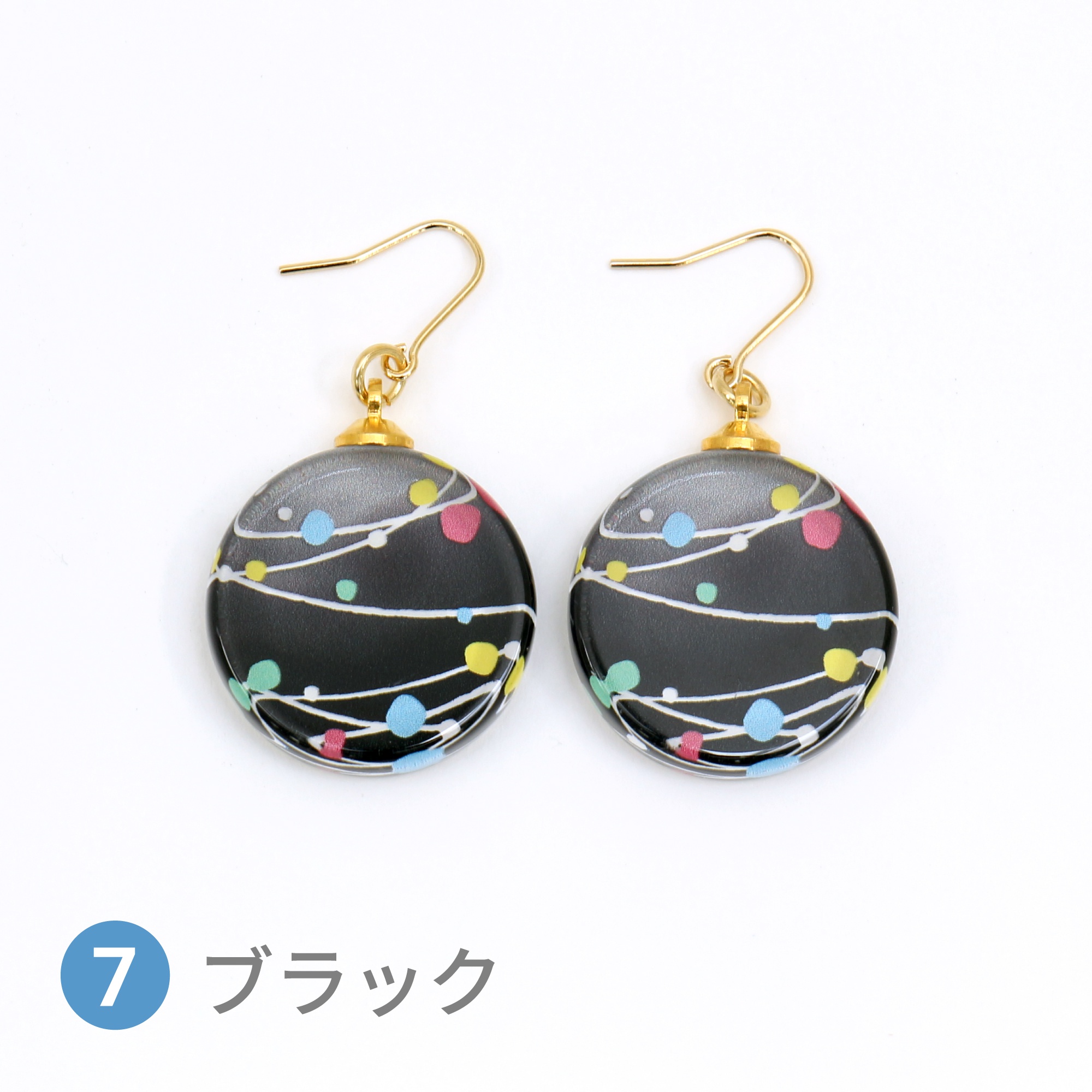 Glass accessories Pierced Earring WATER BALLOON black round shape