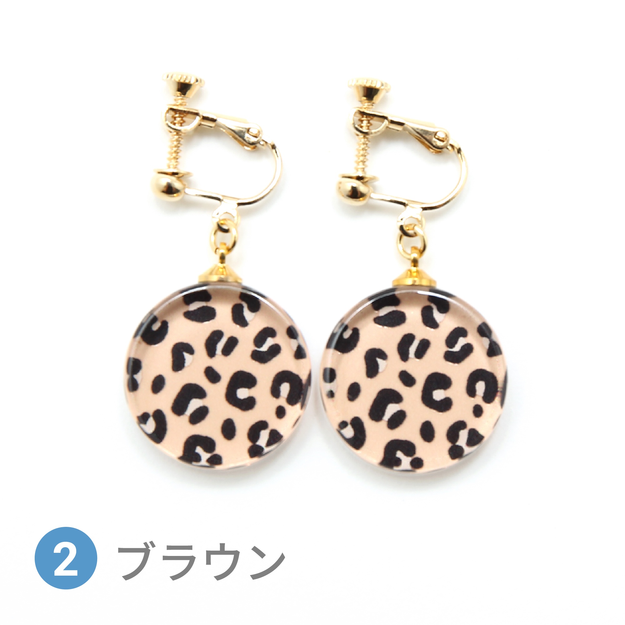 Glass accessories Earring LEOPARD brown round shape
