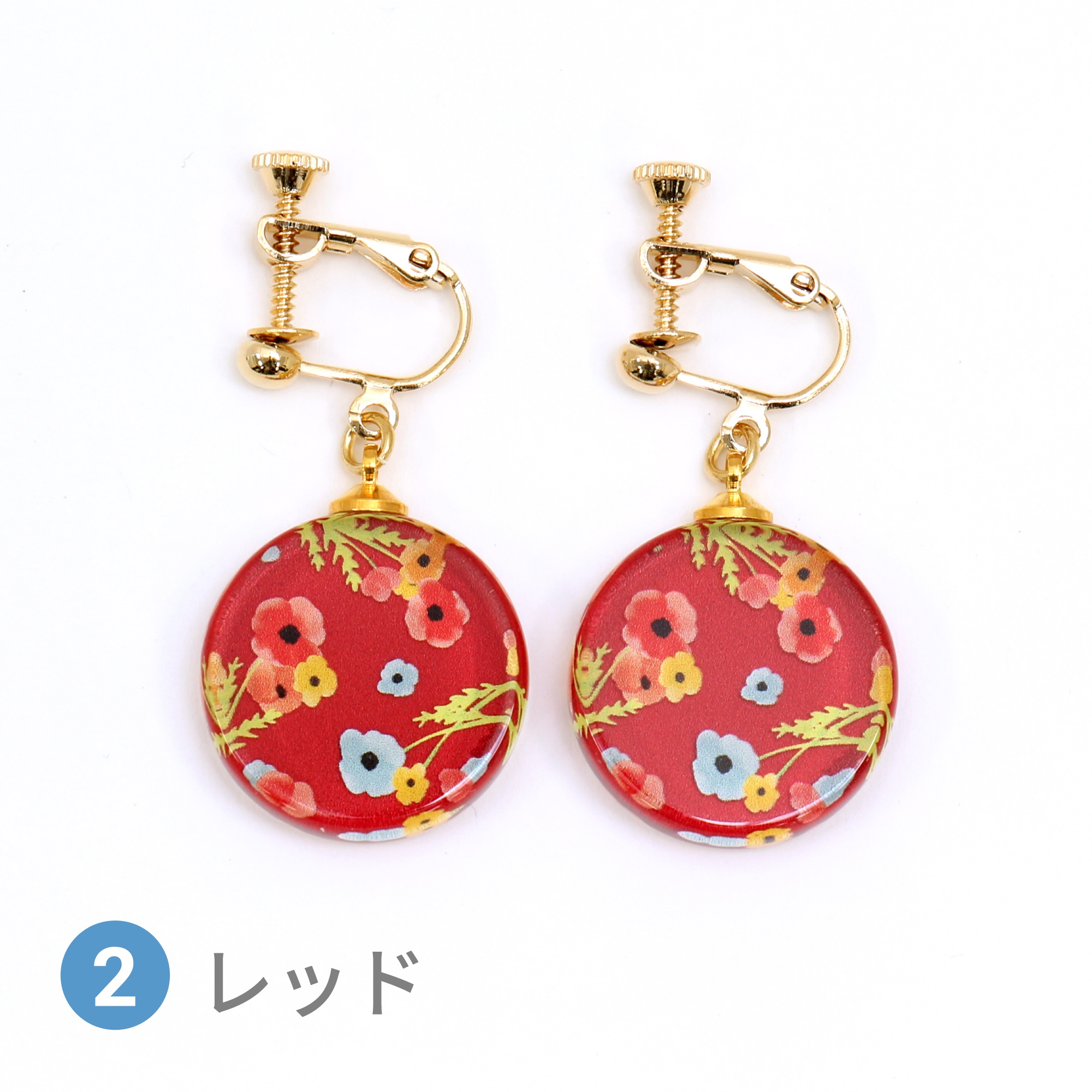 Glass accessories Earring POPPY red round shape