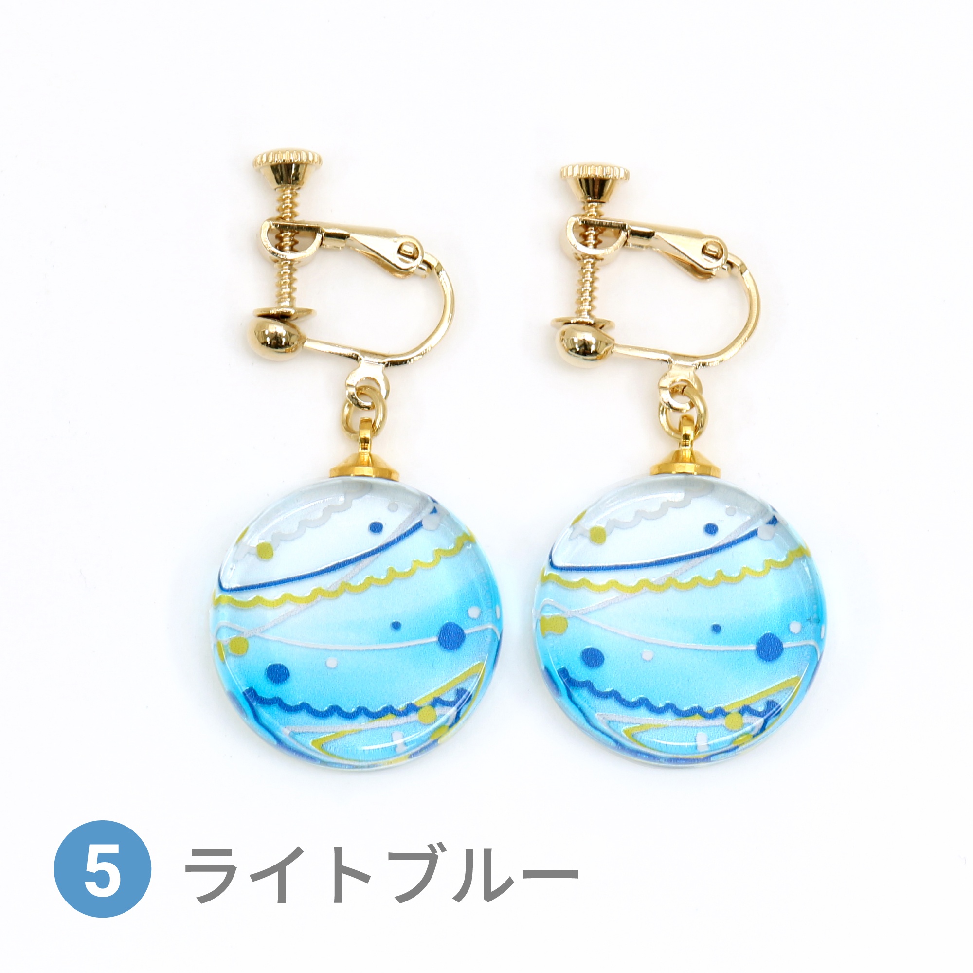 Glass accessories Earring WATER BALLOON lightblue round shape