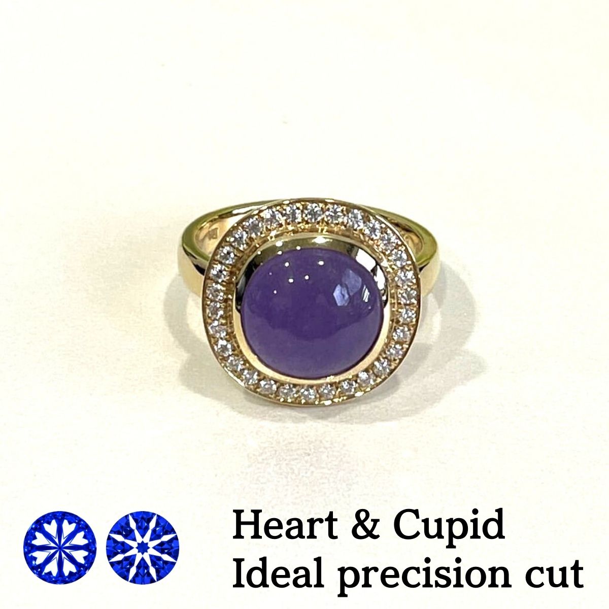 [one of a kind]K18 purplejade diamond Ring jade 5.250ct diamond  0.255ct(Ideal precision cut) size :JCS12 US6.5(adjustable)