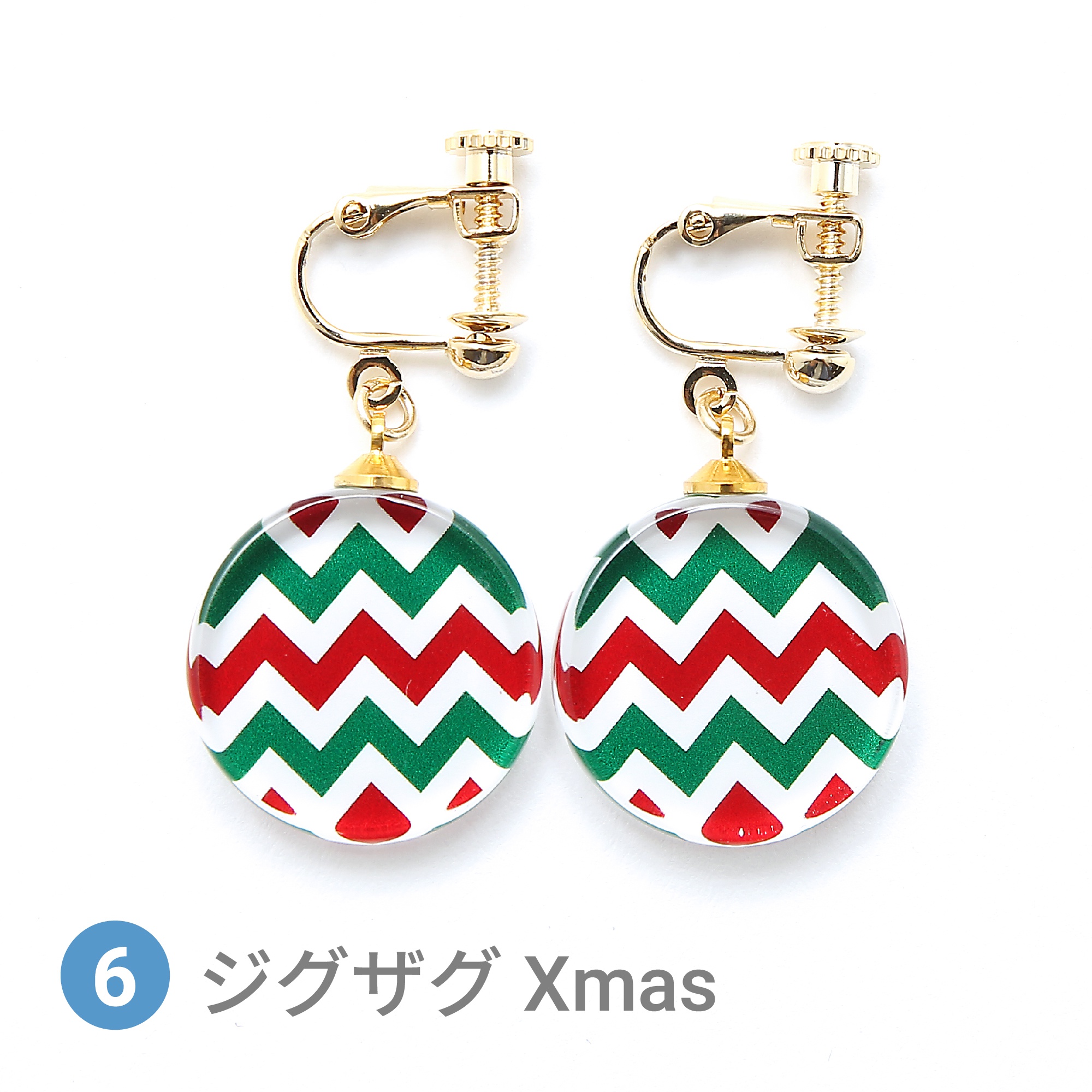 Glass accessories Earring Xmas color zigzag round shape