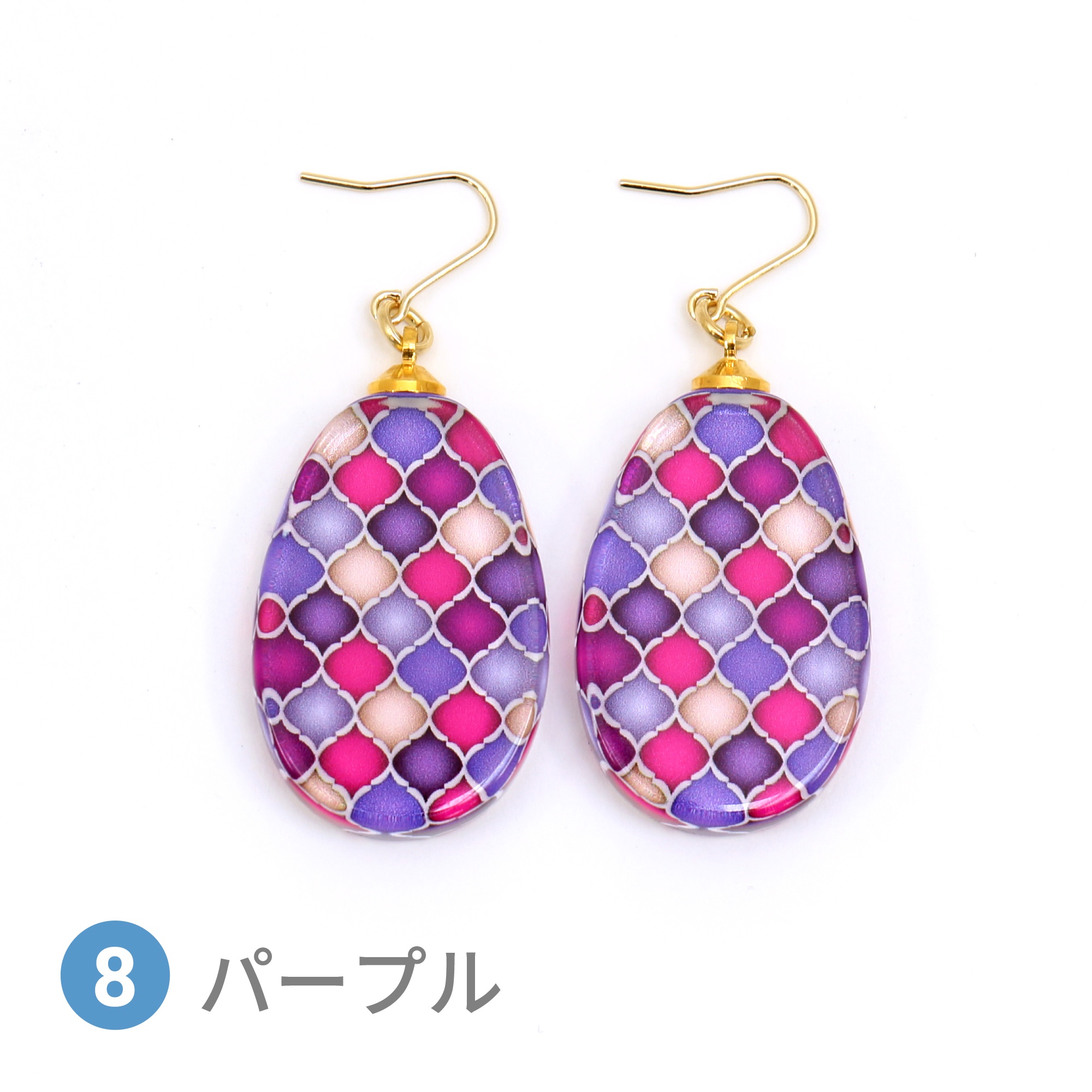 Glass accessories Pierced Earring MOROCCAN purple drop shape