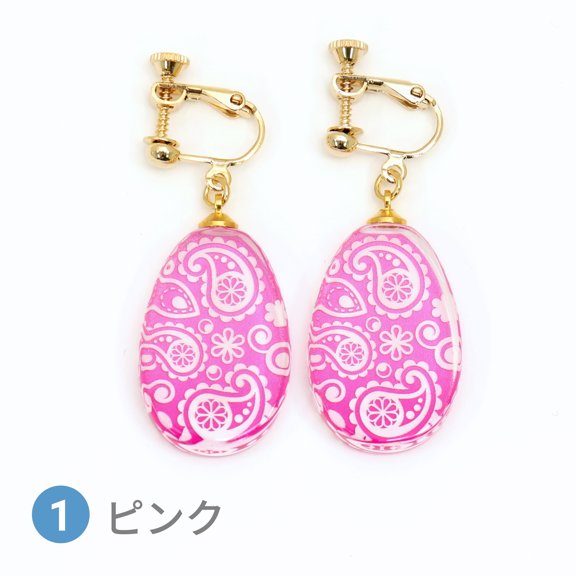 Glass accessories Earring PAISLEY pink drop shape