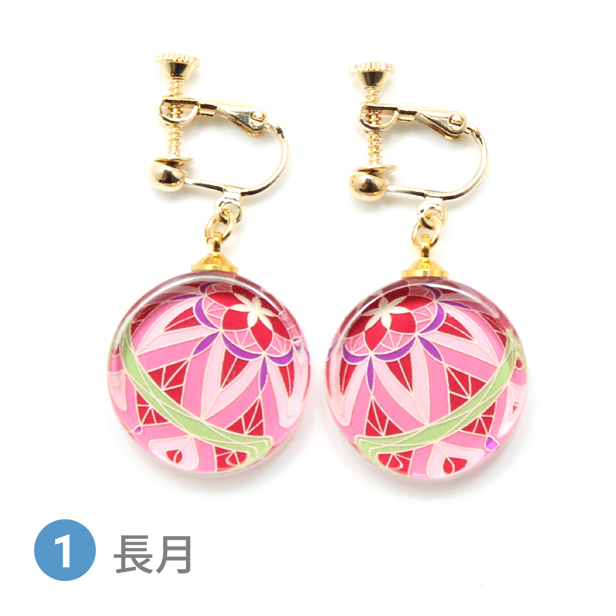 Glass accessories Earring TEMARI-aw- September round shape