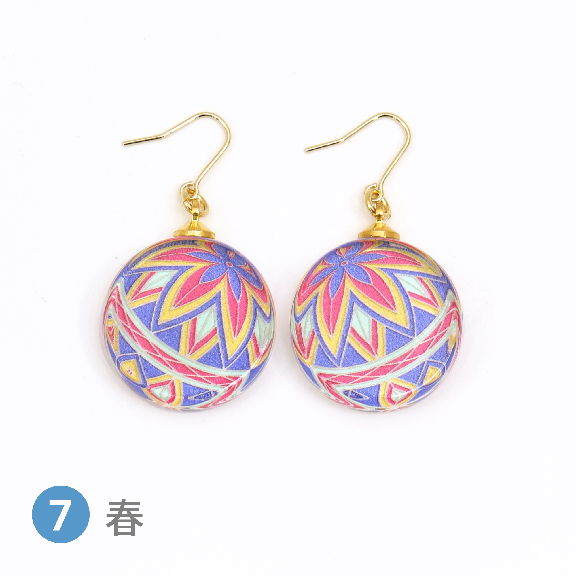 Glass accessories Pierced Earring TEMARI-ss- Spring round shape