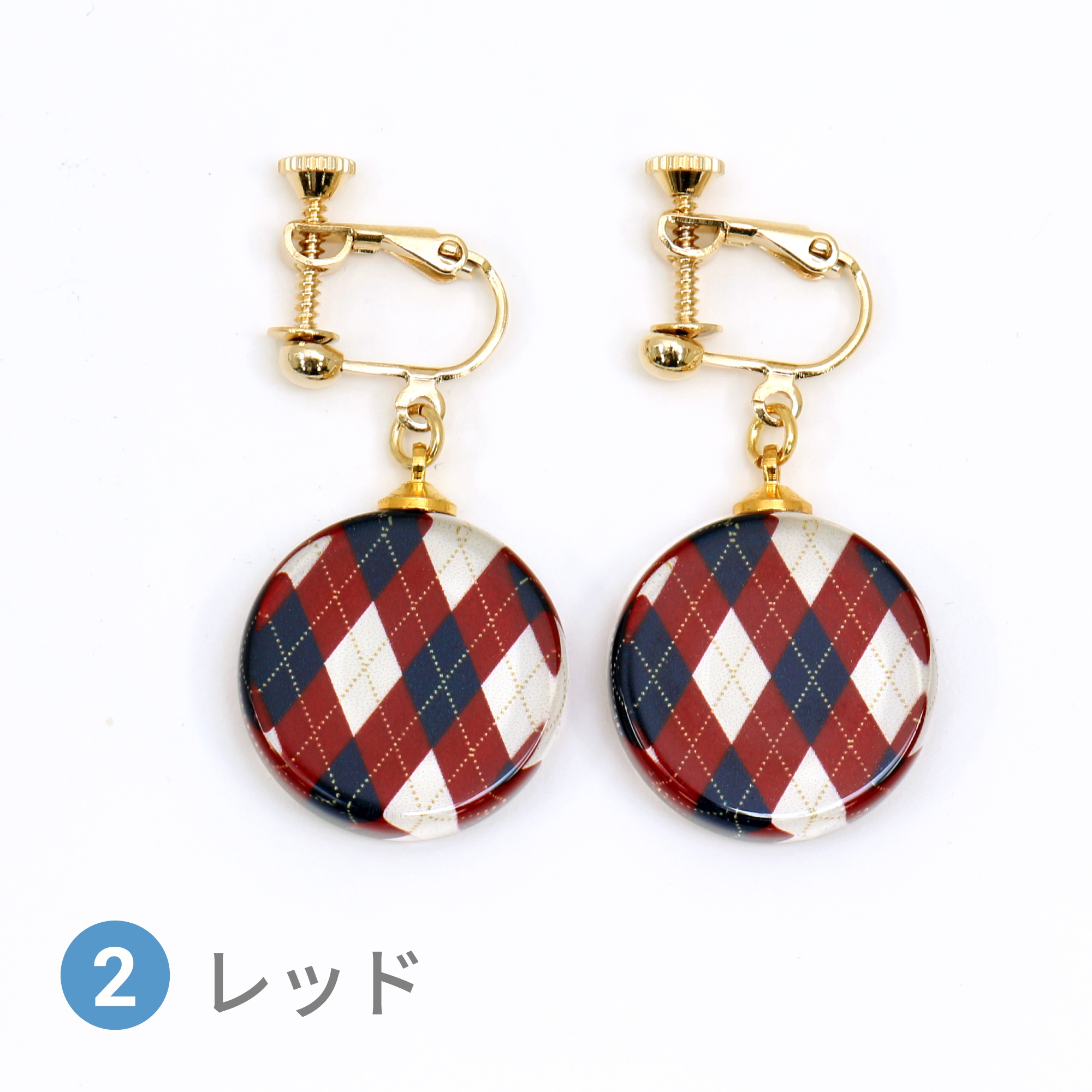 Glass accessories Earring ARGYLE red round shape