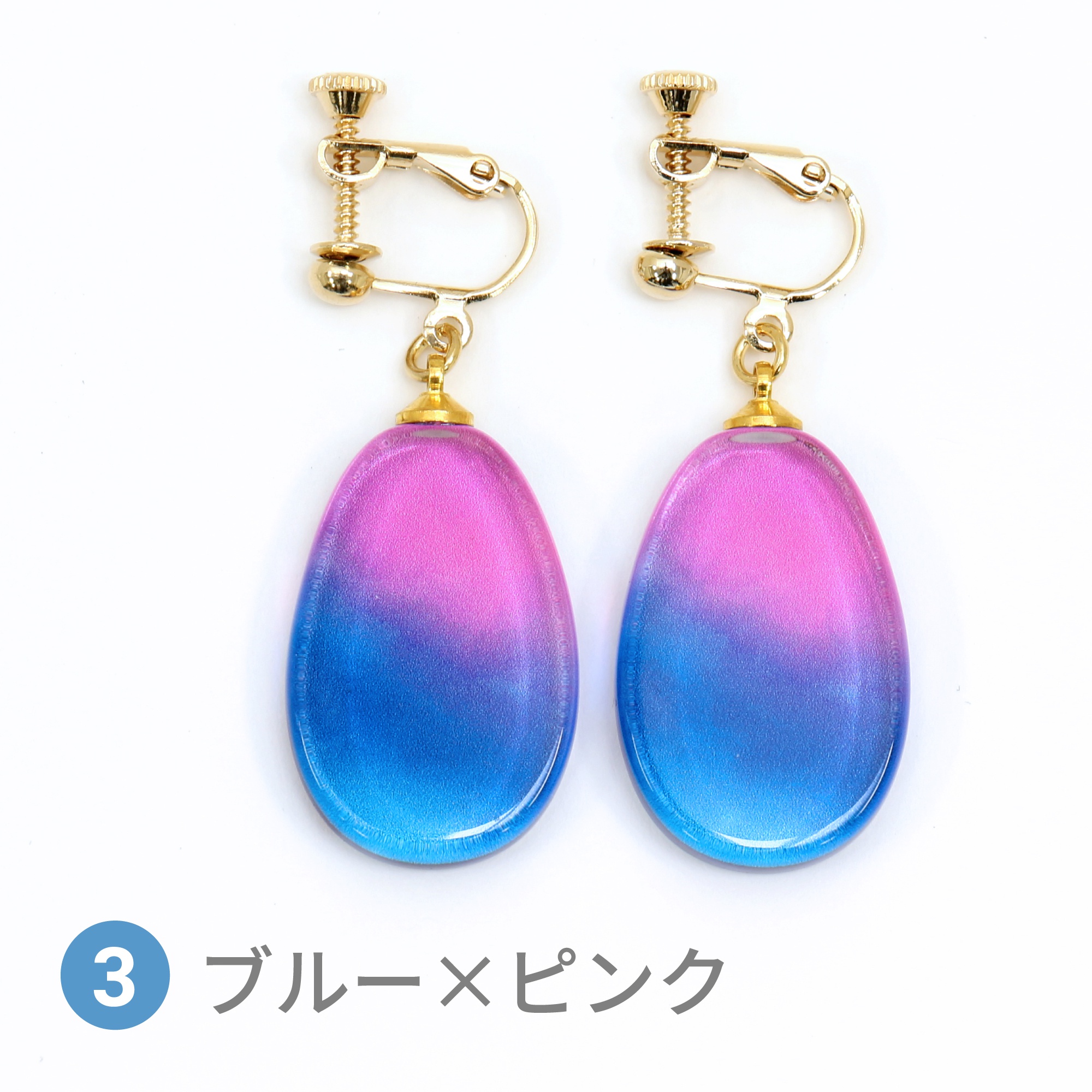Glass accessories Earring AURORA blue&pink drop shape