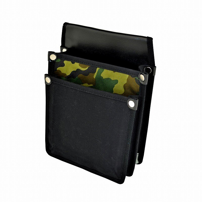 MARUKIN-JIRUSHI Canvas waist bag with inside pocket YK-15 Black Camouflage pattern