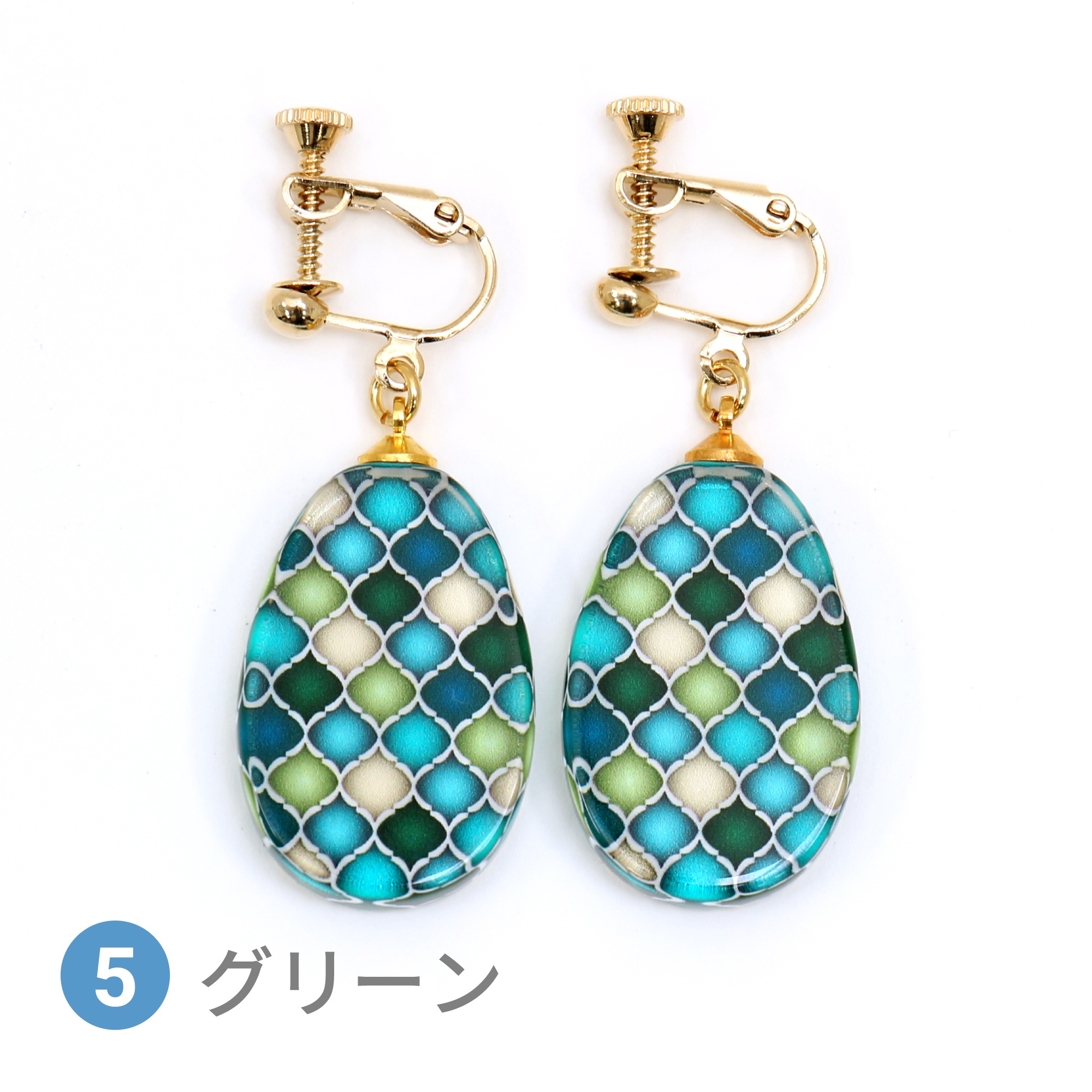 Glass accessories Earring MOROCCAN green drop shape