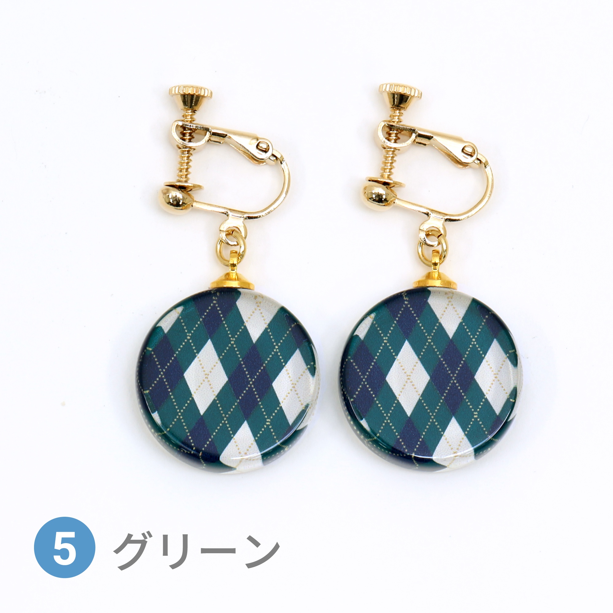 Glass accessories Earring ARGYLE green round shape