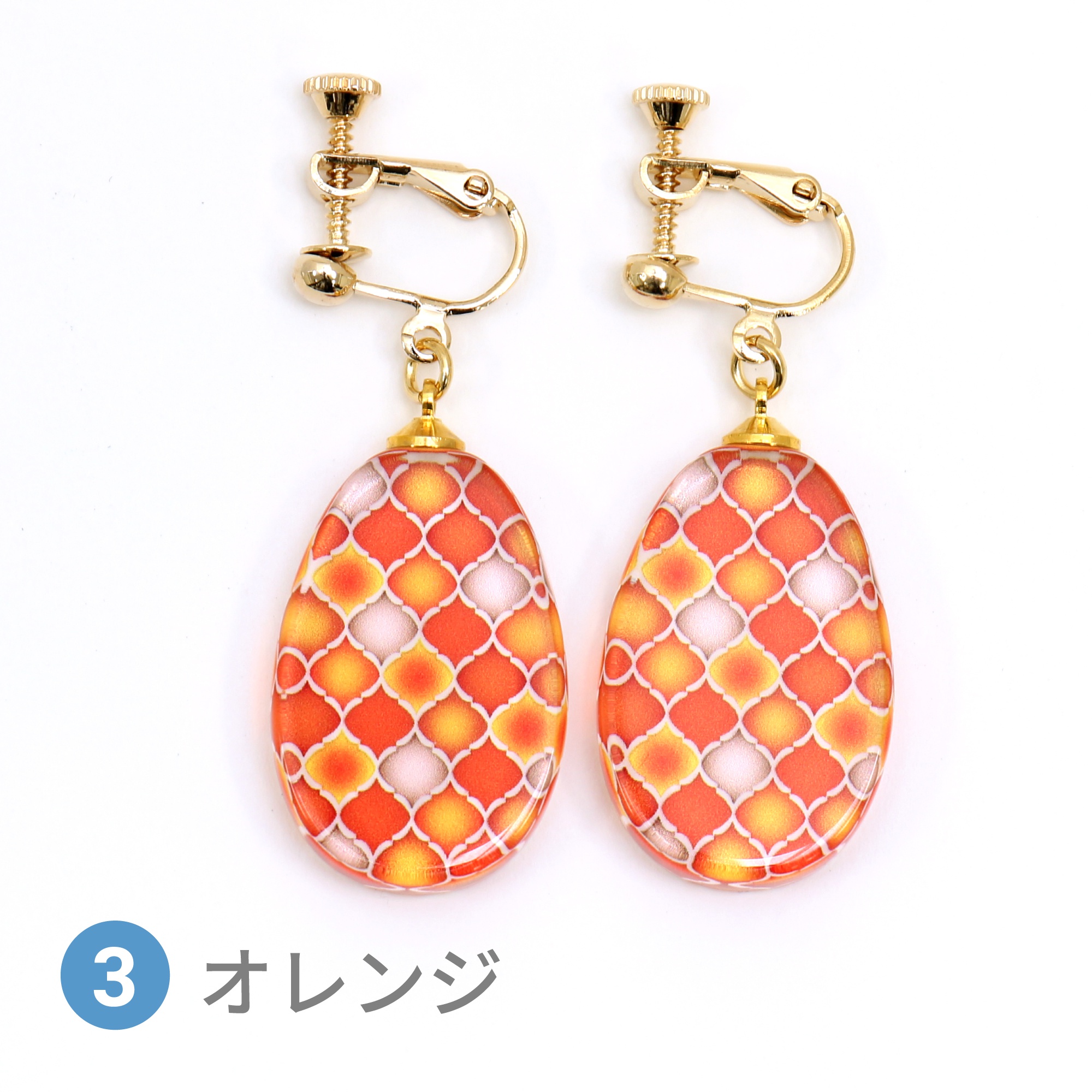 Glass accessories Earring MOROCCAN orange drop shape
