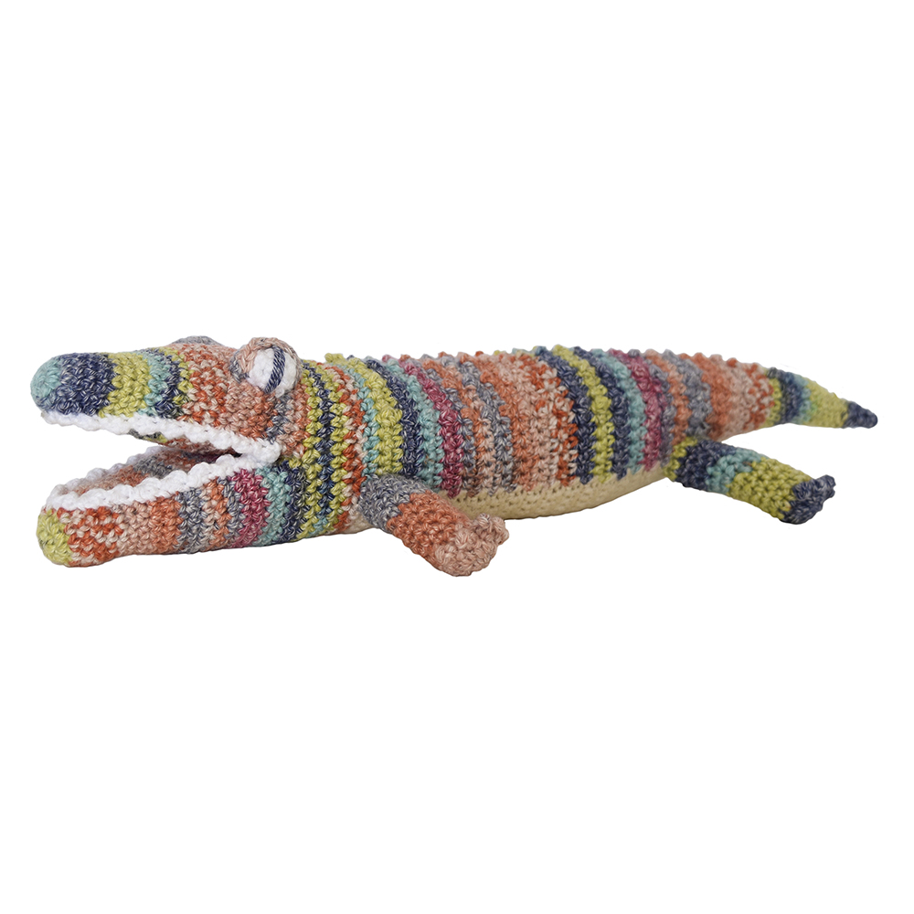Crocodile Mason Amigurumi Handmade Kit Hand-knitted Wool Elta Design Naif Mela NASKA