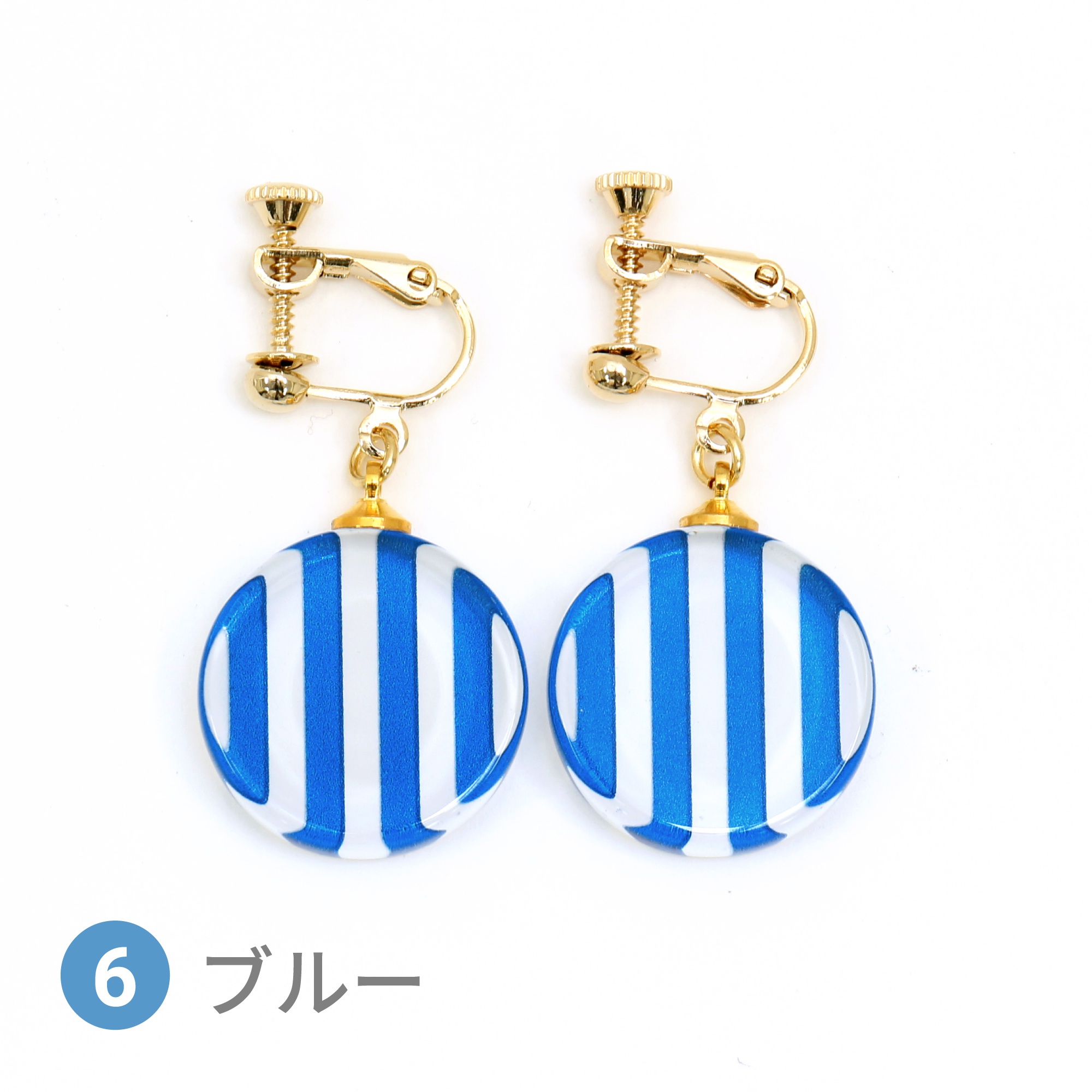 Glass accessories Earring STRIPE blue round shape