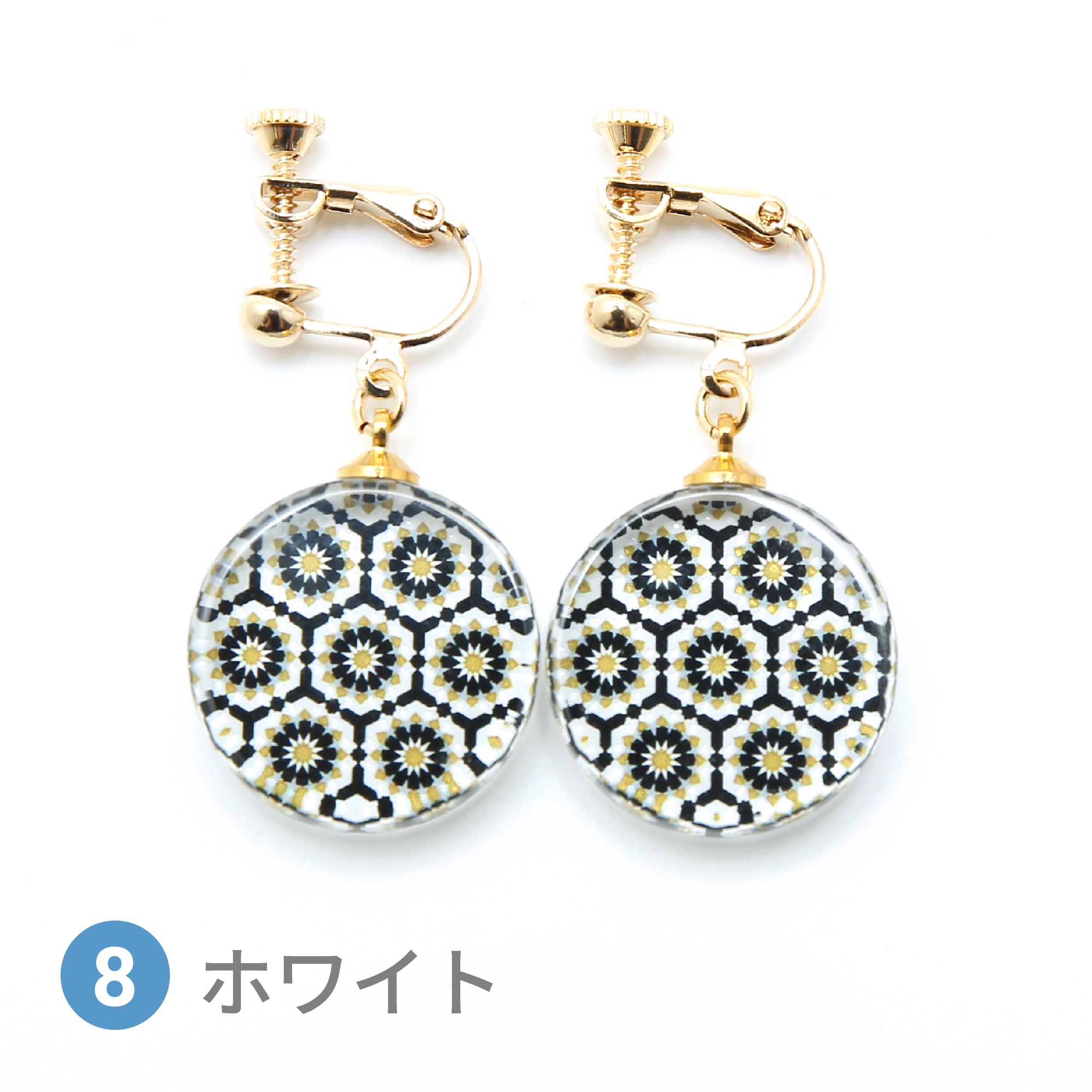 Glass accessories Earring ARABESQUE white round shape