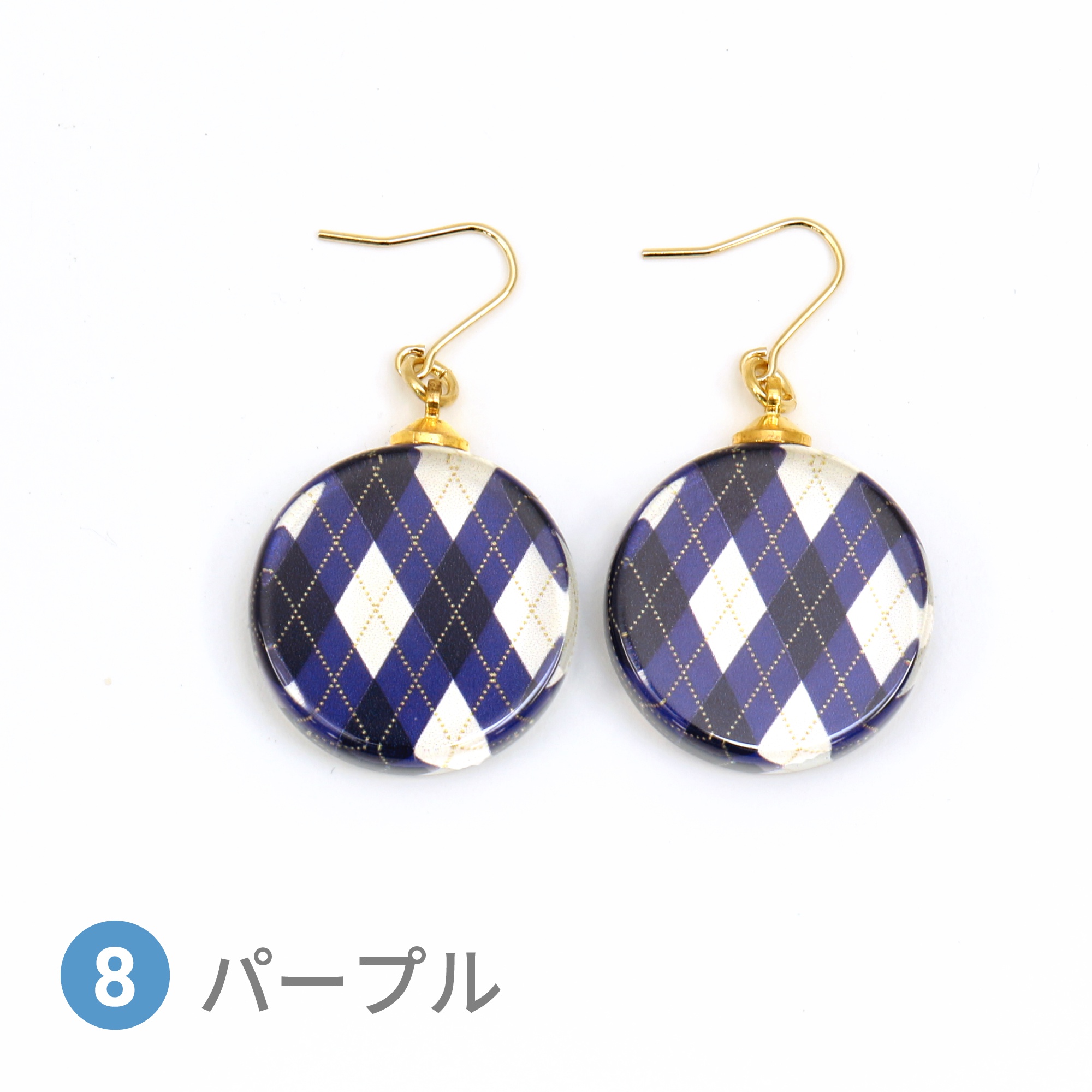 Glass accessories Pierced Earring ARGYLE purple round shape