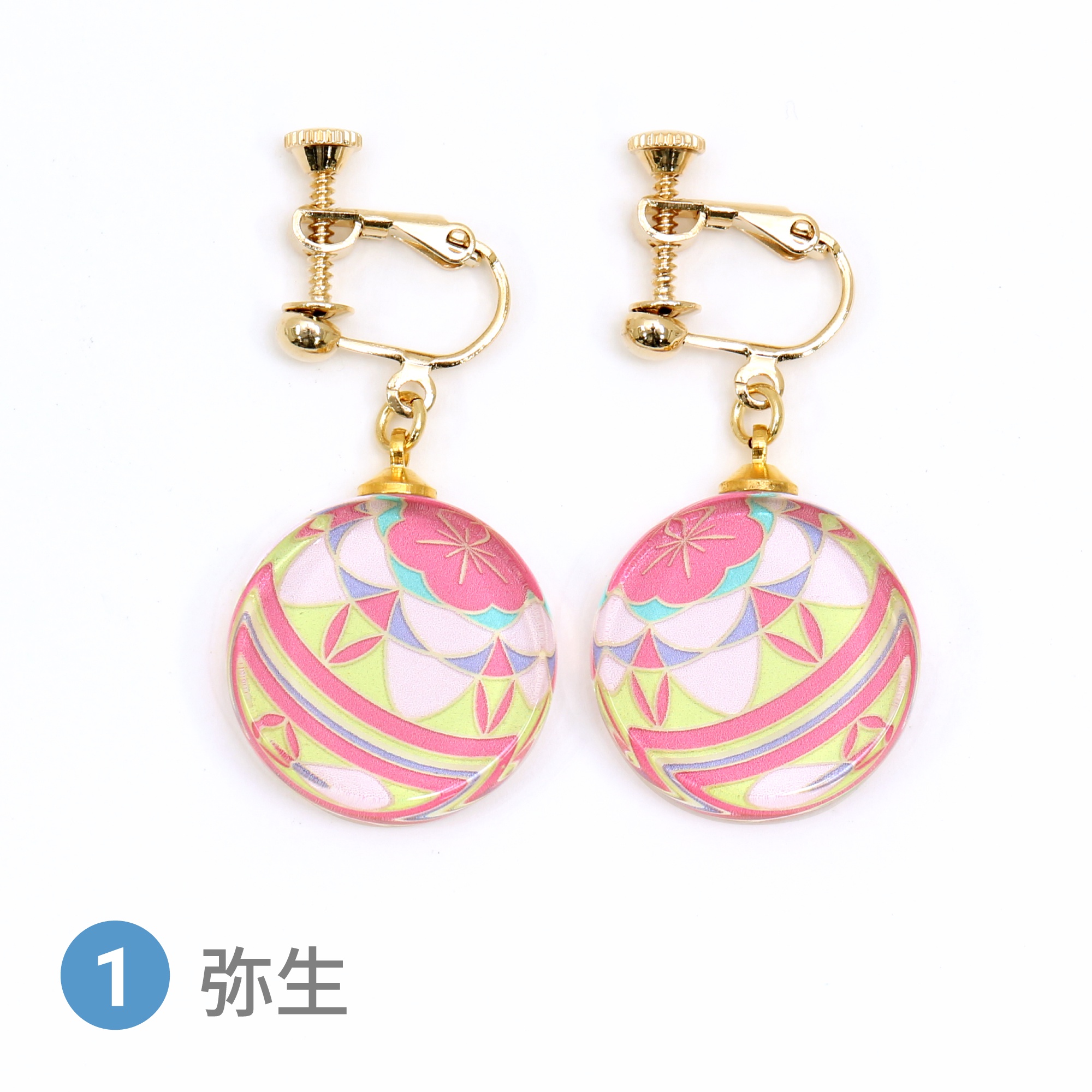 Glass accessories Earring TEMARI-ss- March round shape