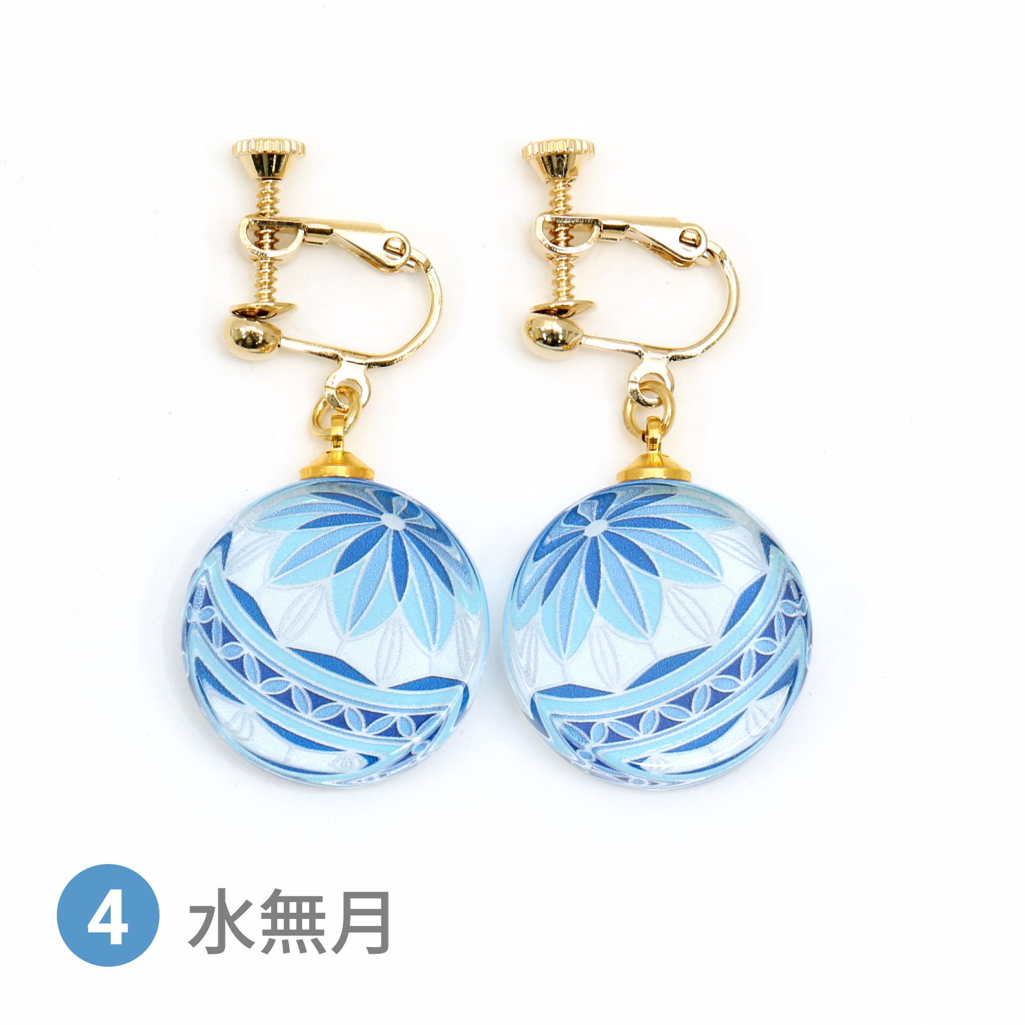 Glass accessories Earring TEMARI-ss- June round shape