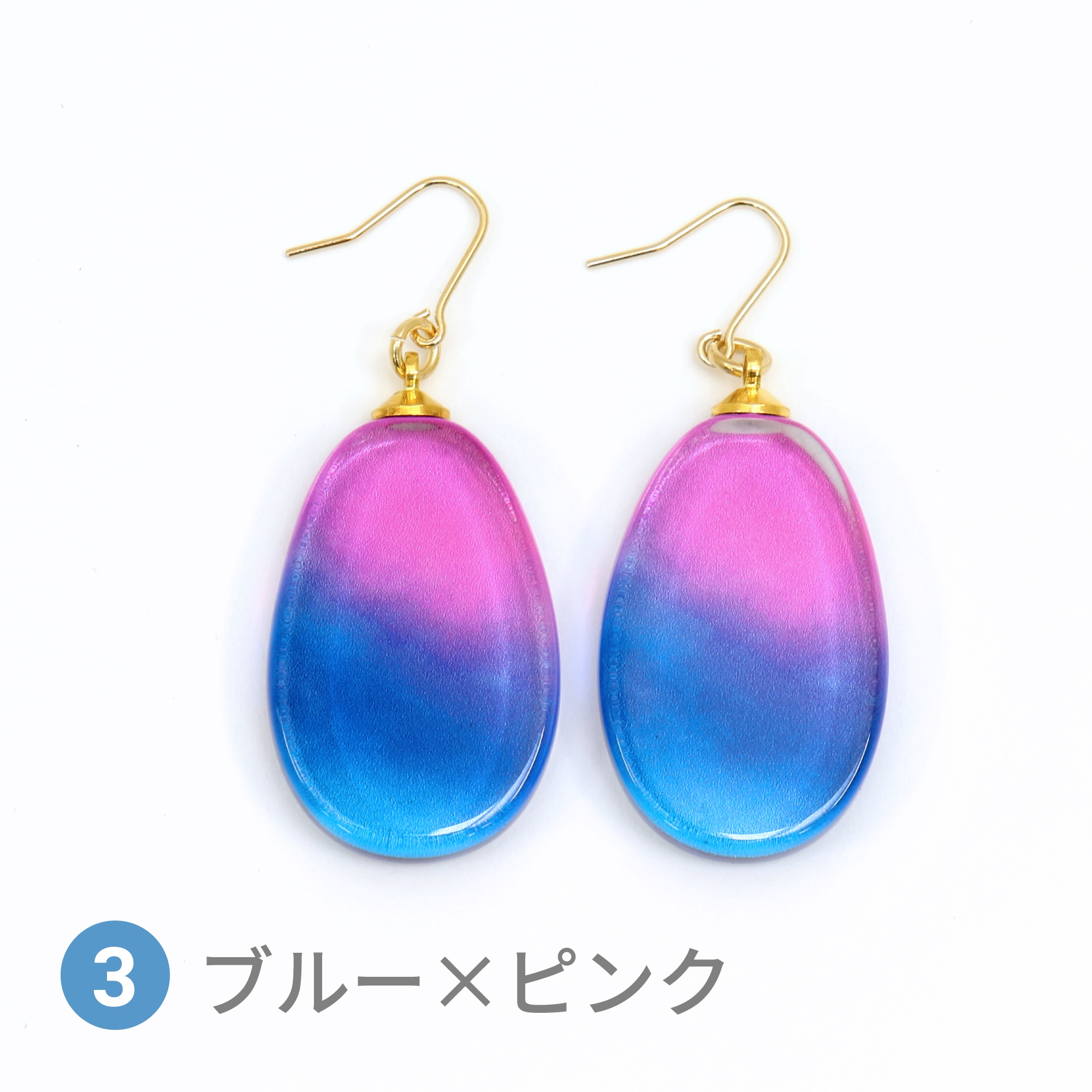 Glass accessories Pierced Earring AURORA blue & pink drop shape