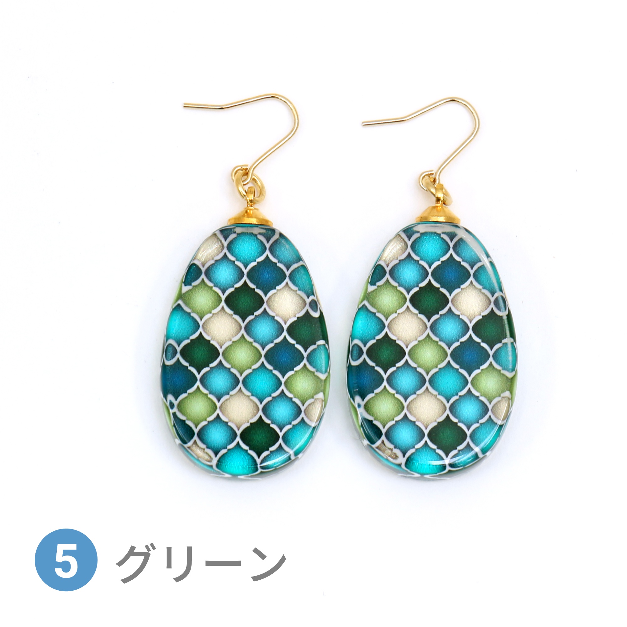 Glass accessories Pierced Earring MOROCCAN green drop shape