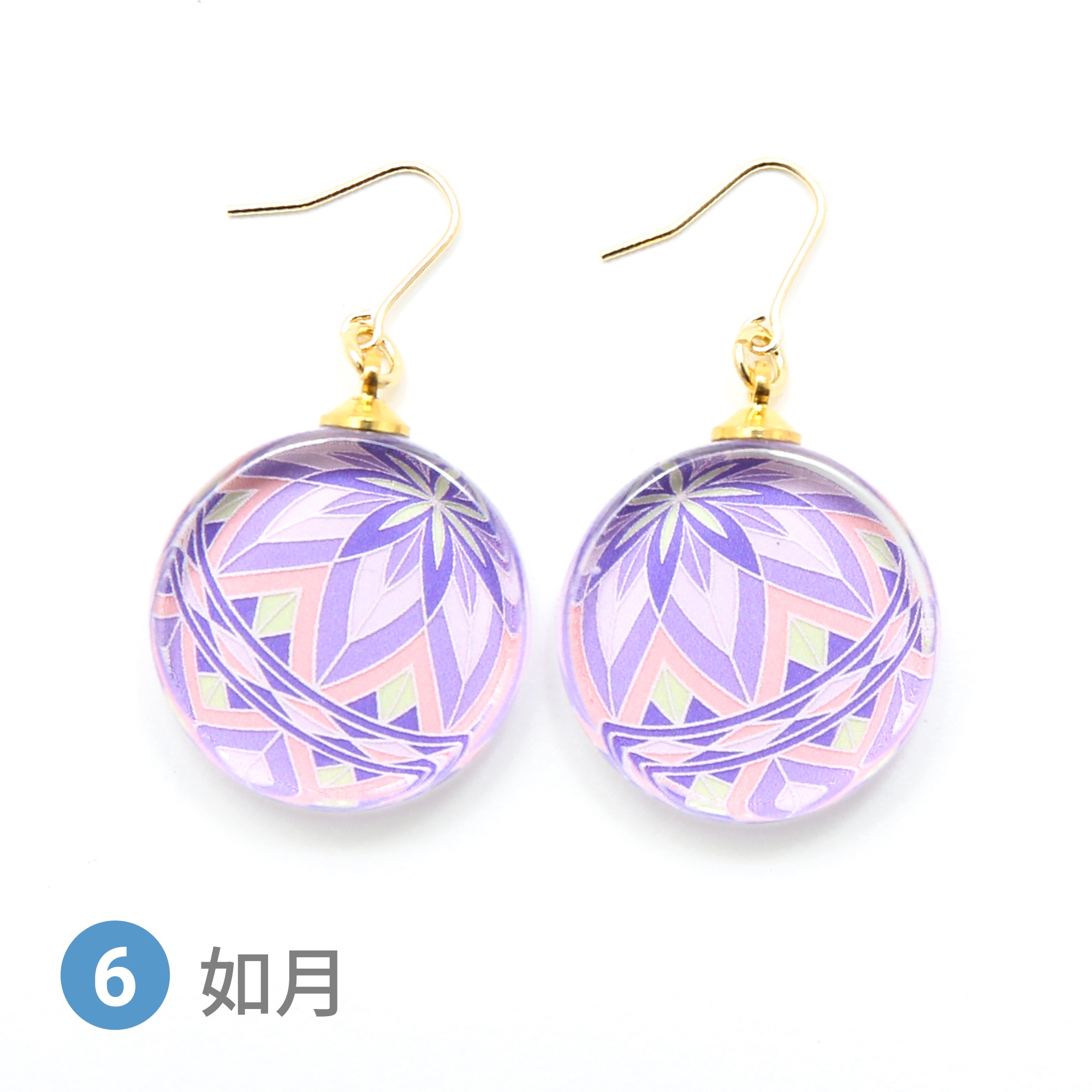 Glass accessories Pierced Earring TEMARI-aw- February round shape