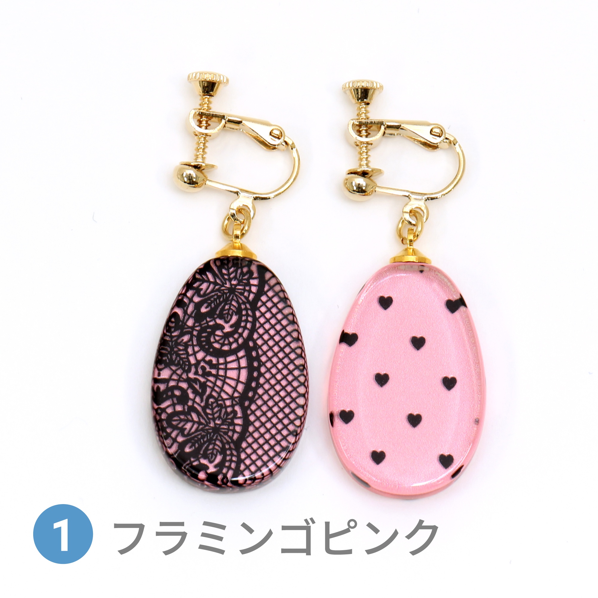 Glass accessories Earring LACE&HEART flamingo pink drop shape