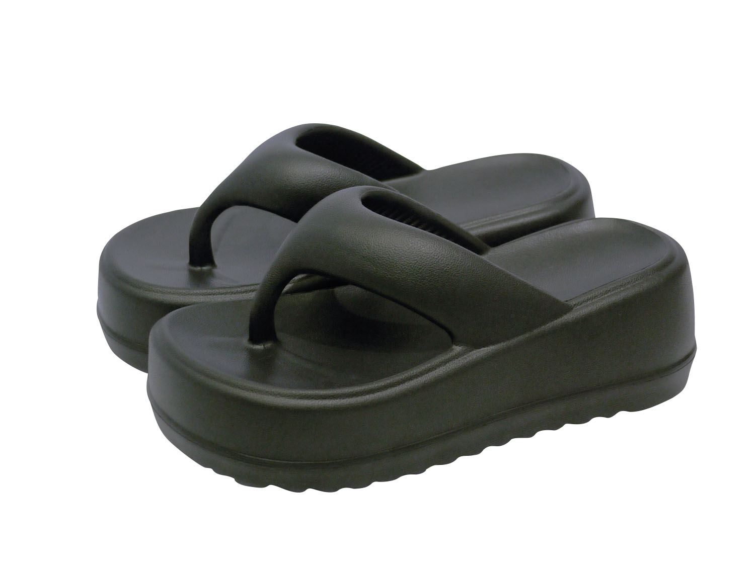 Thick-soled Thong Sandal Black Womens L Size