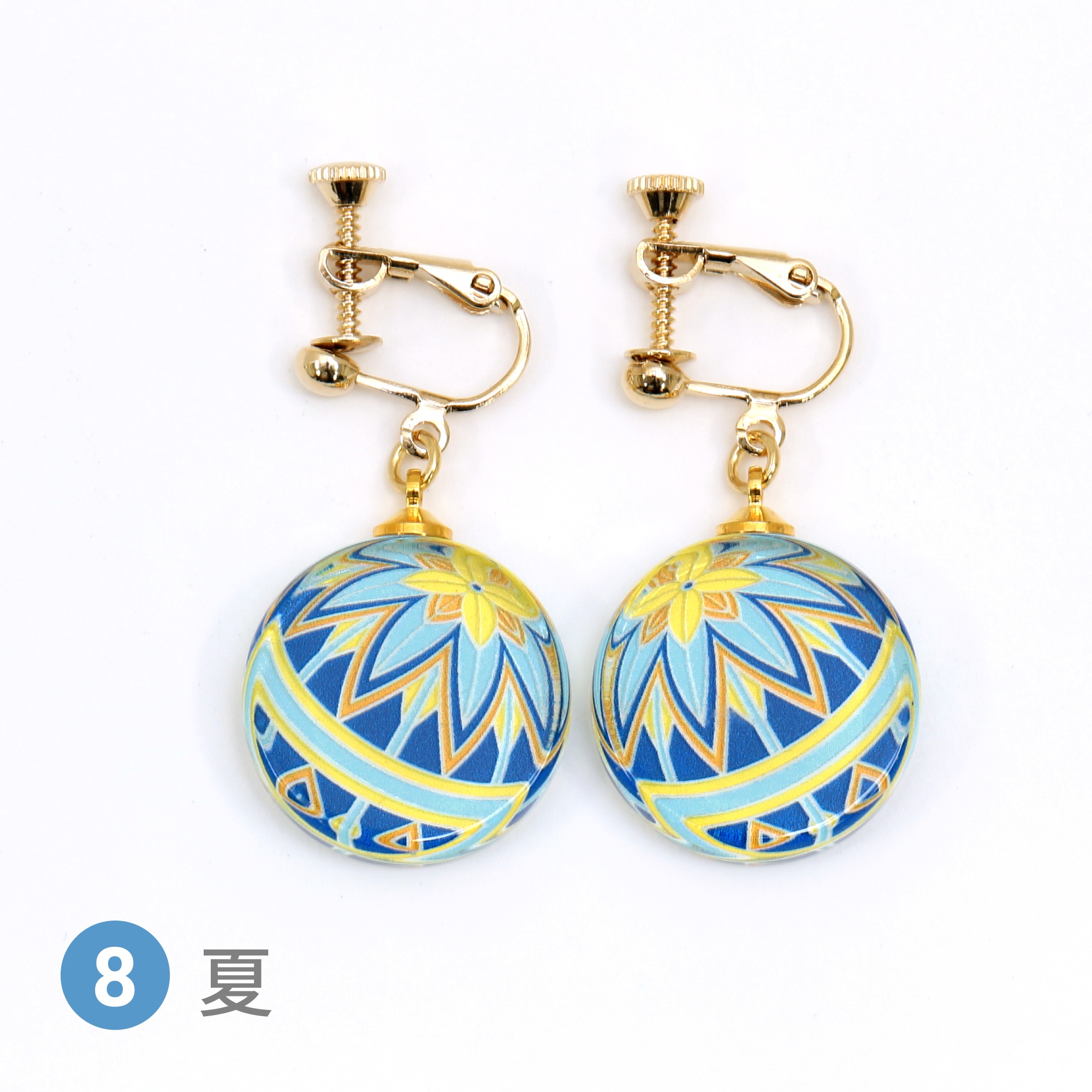 Glass accessories Earring TEMARI-ss- Summer round shape
