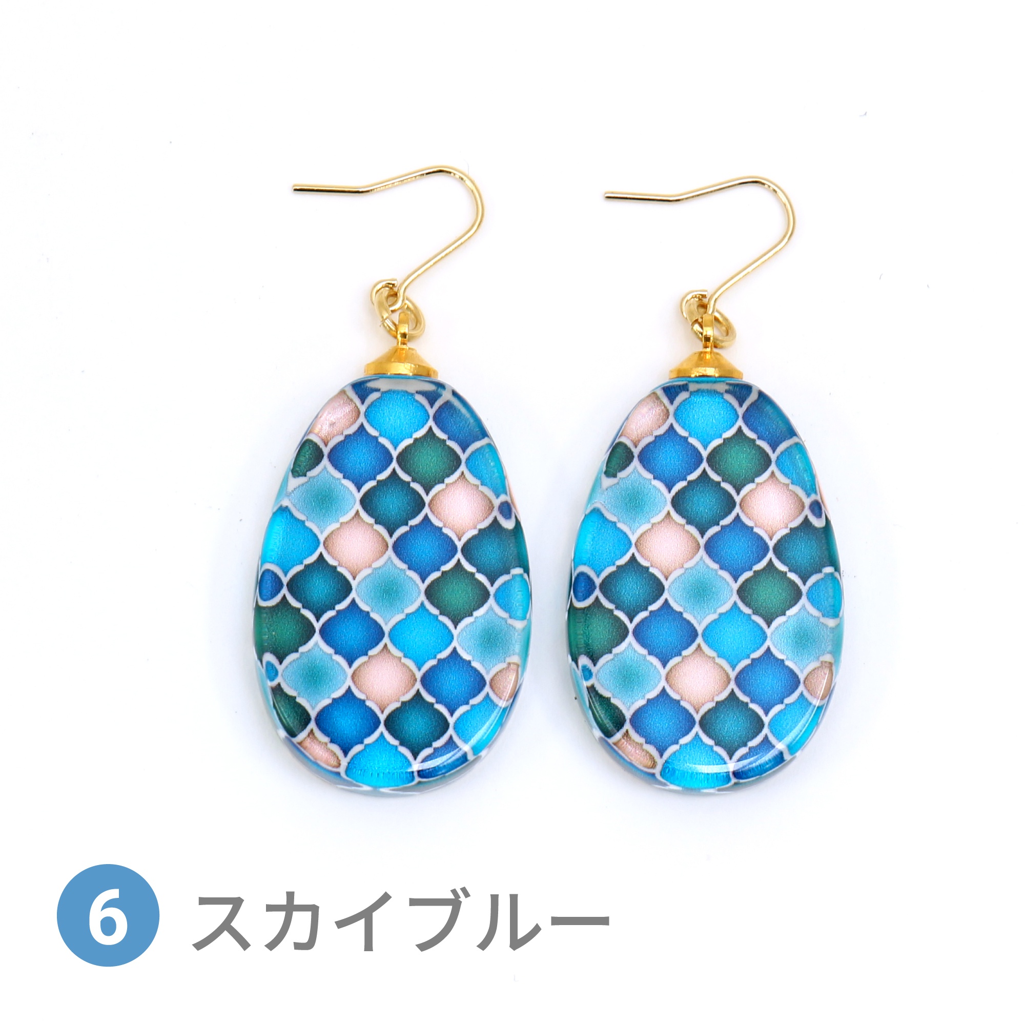 Glass accessories Pierced Earring MOROCCAN skyblue drop shape