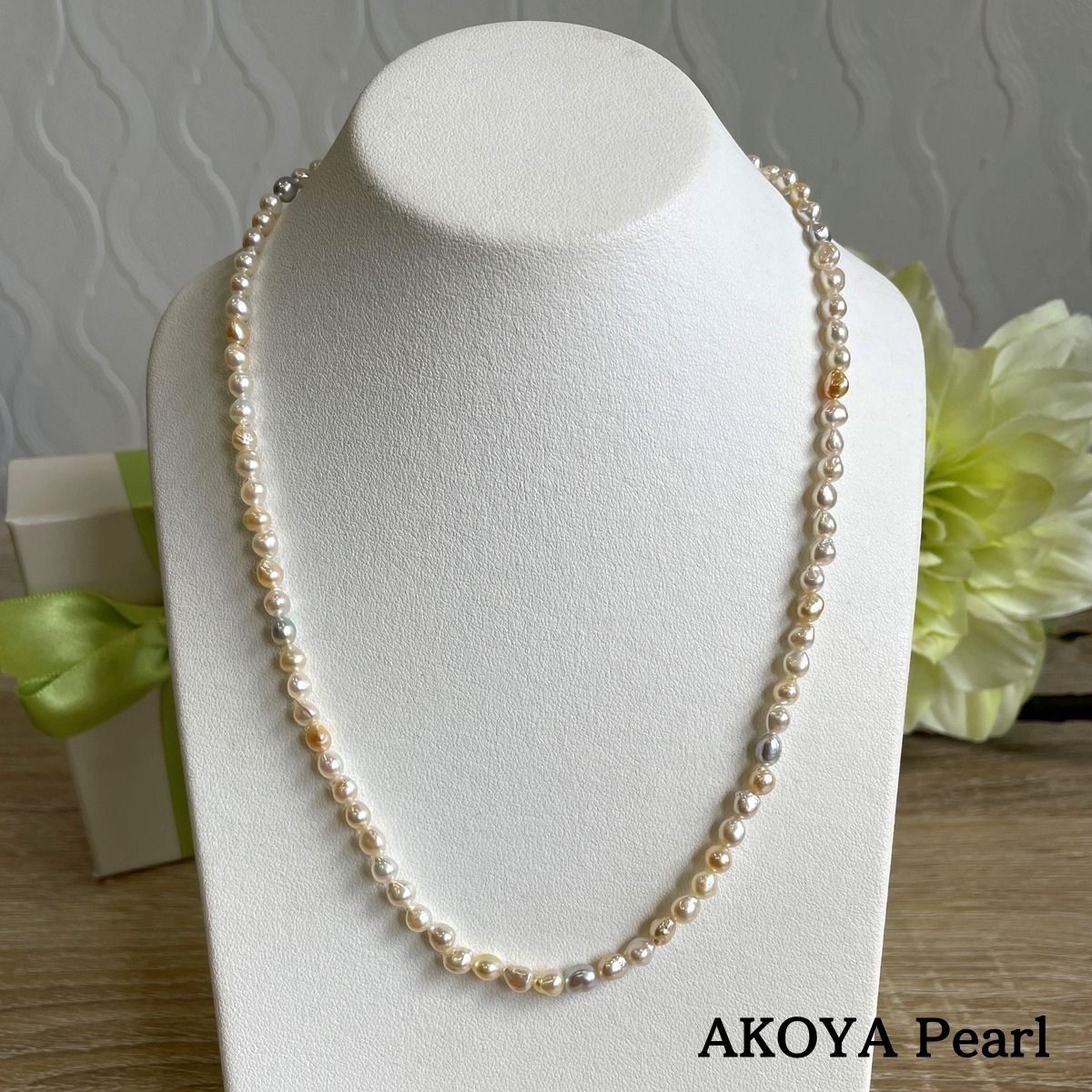 [AKOYA pearl] K18 whitegold babypearl necklace appropximately 40cm es-015