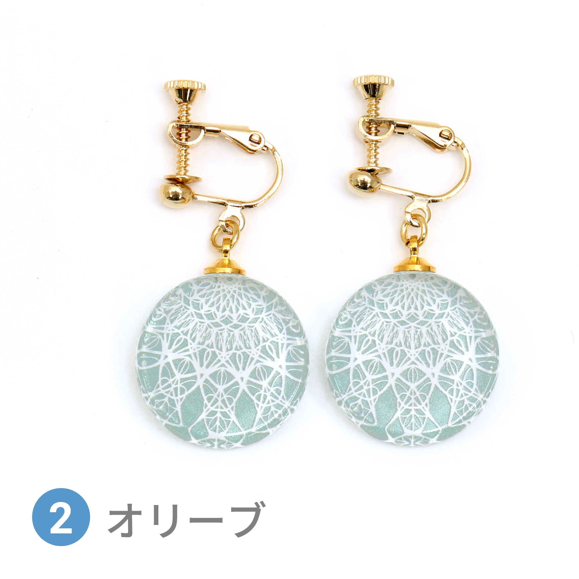 Glass accessories Earring LACE olive round shape