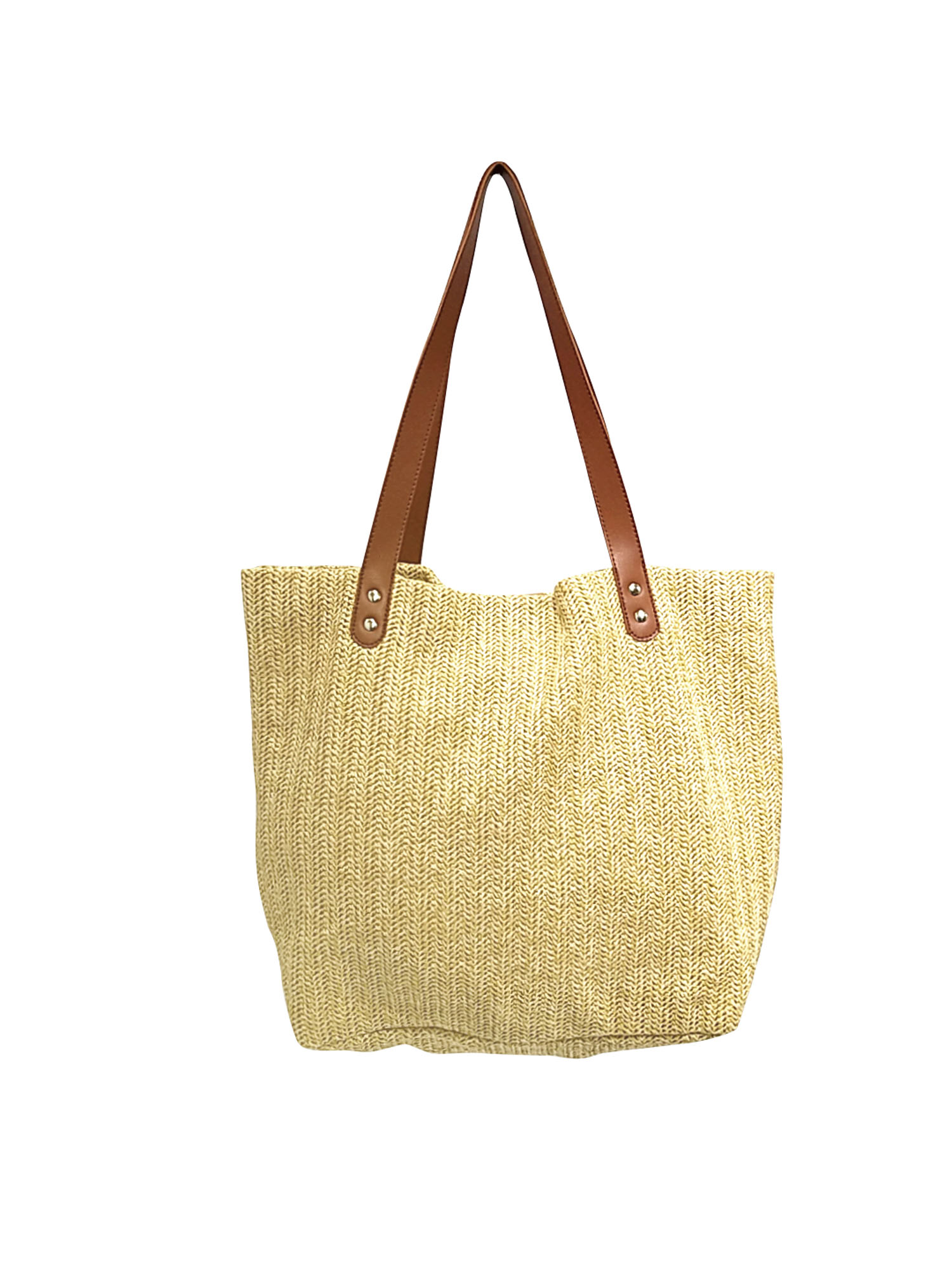 Knitted tote bag beige