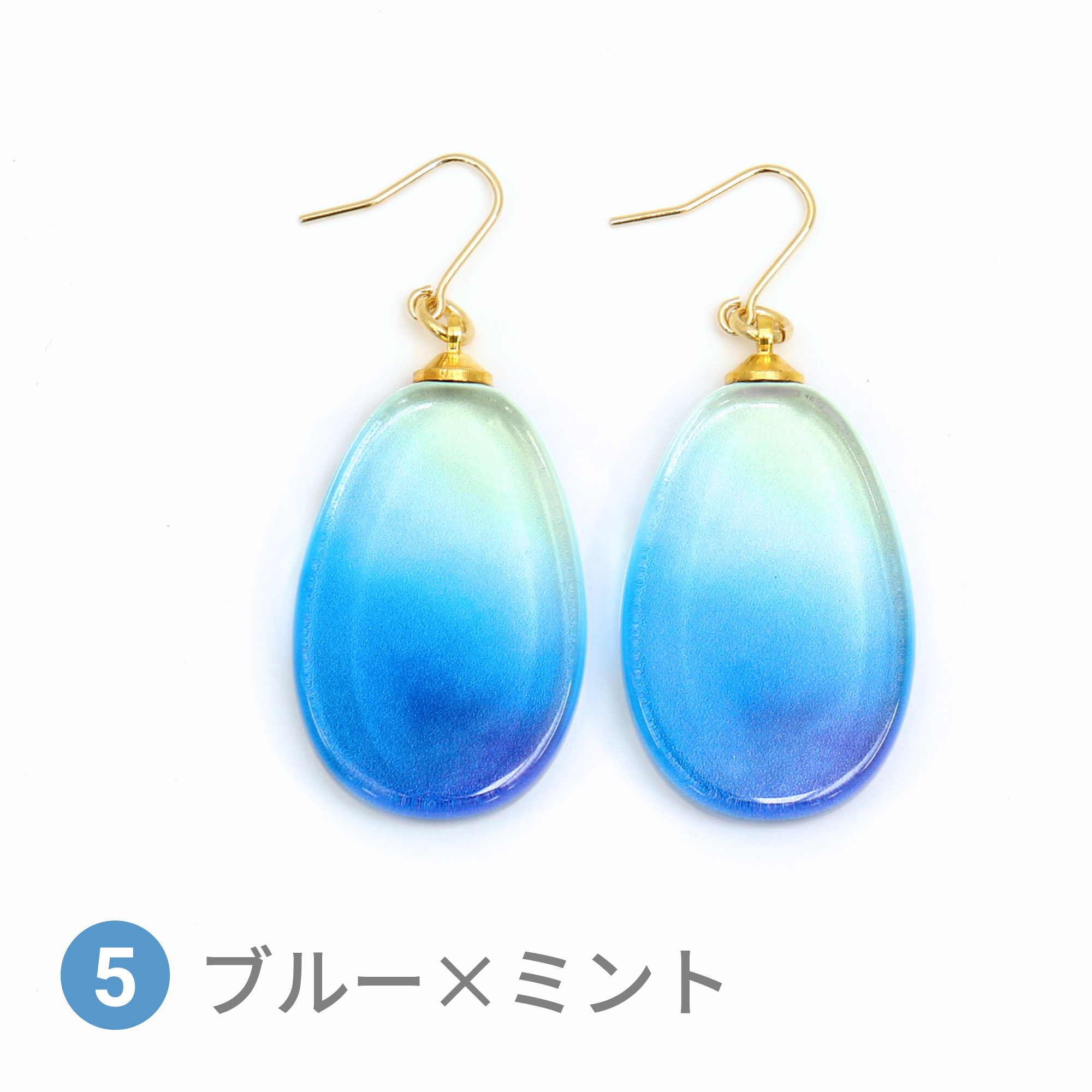 Glass accessories Pierced Earring AURORA blue&mint drop shape