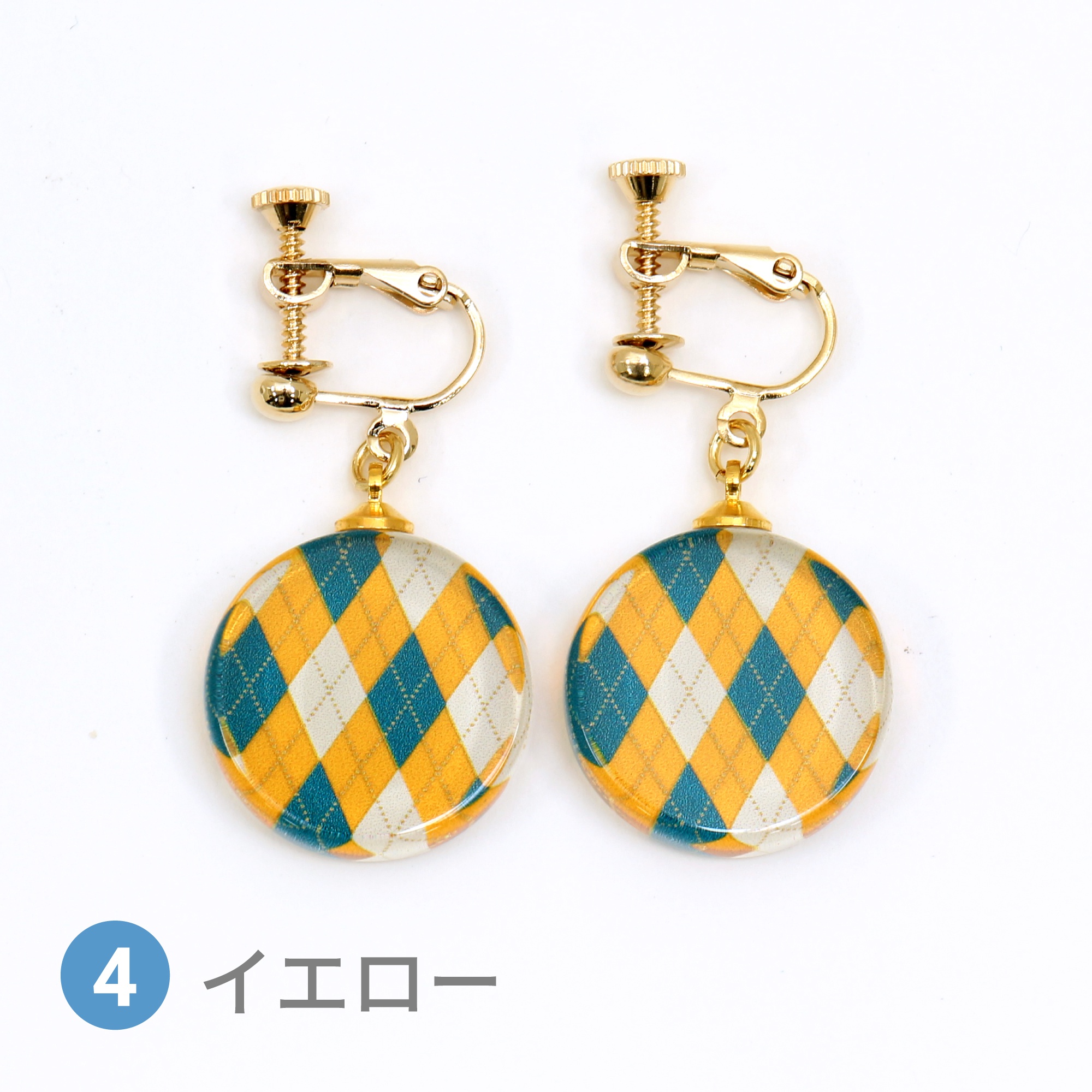 Glass accessories Earring ARGYLE yellow round shape