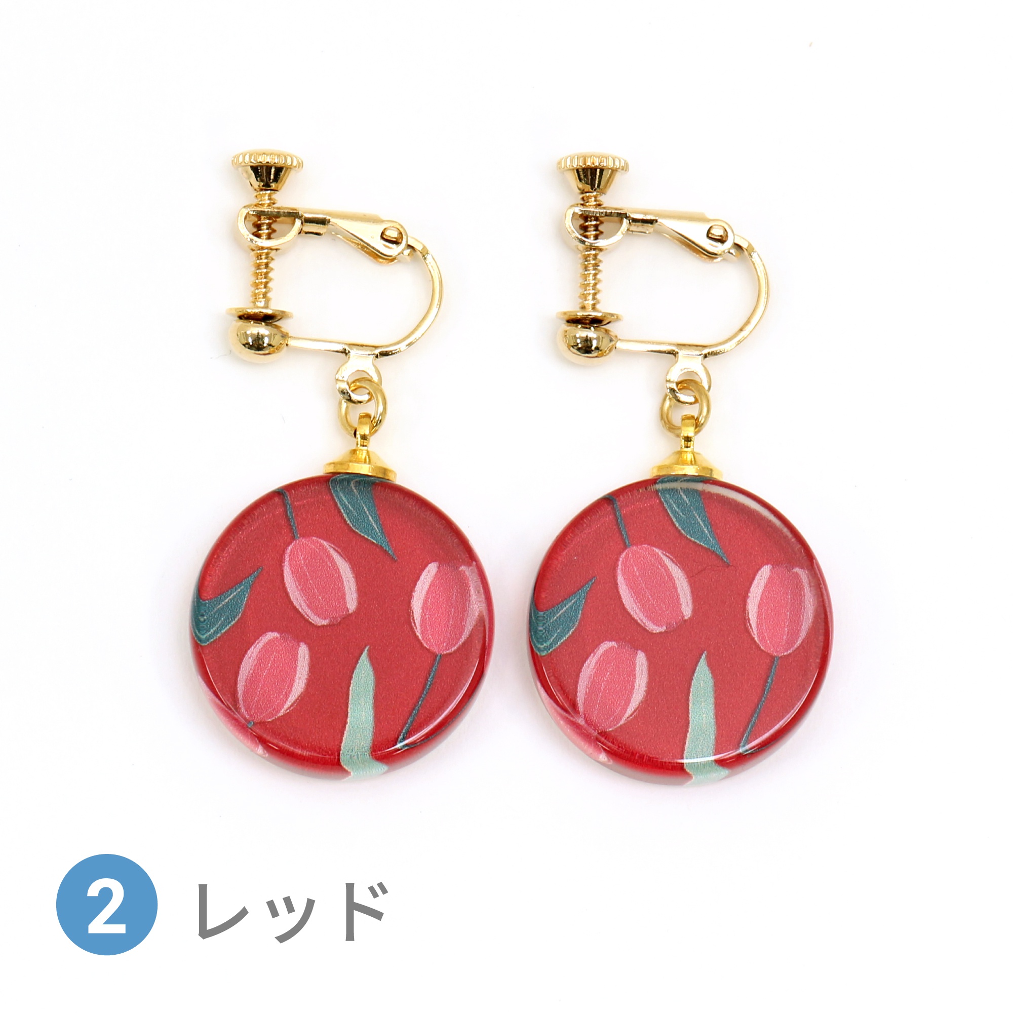 Glass accessories Earring TULIP red round shape