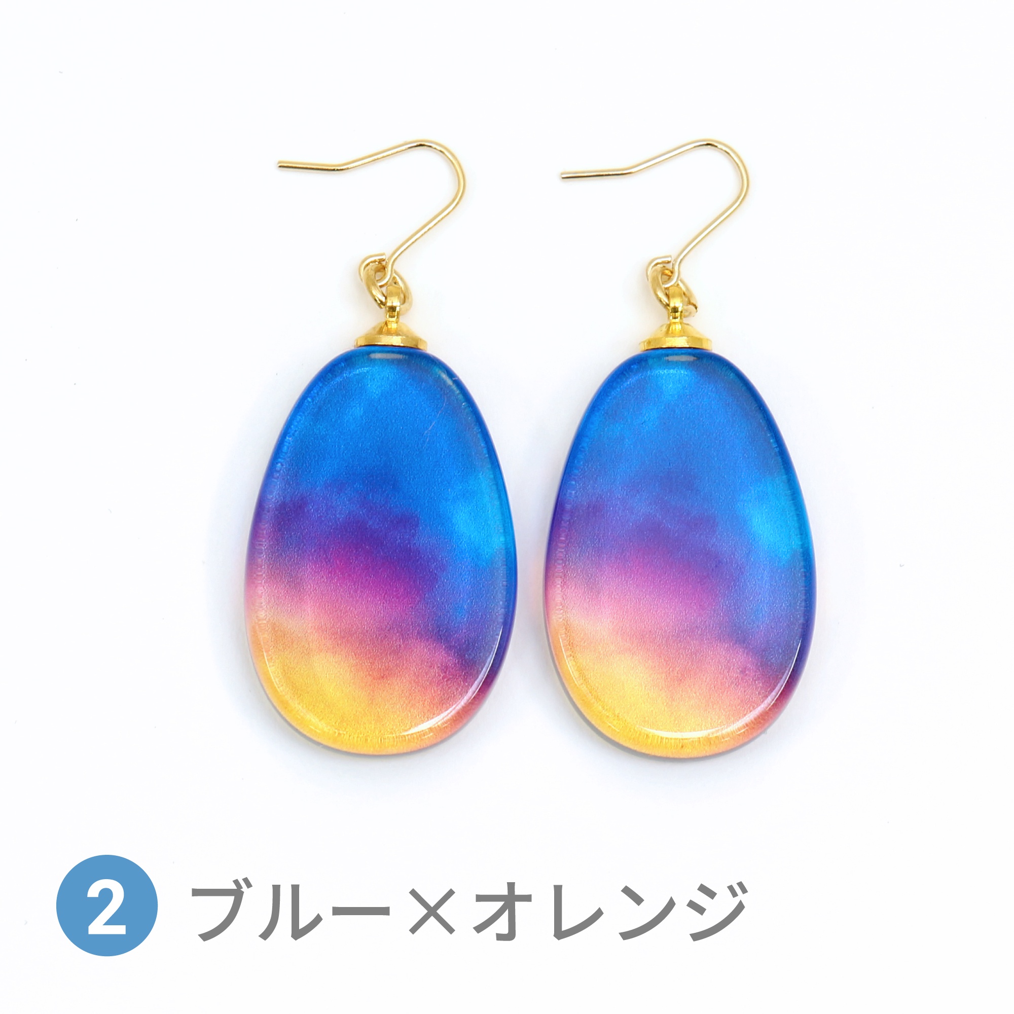 Glass accessories Pierced Earring AURORA blue & orange drop shape