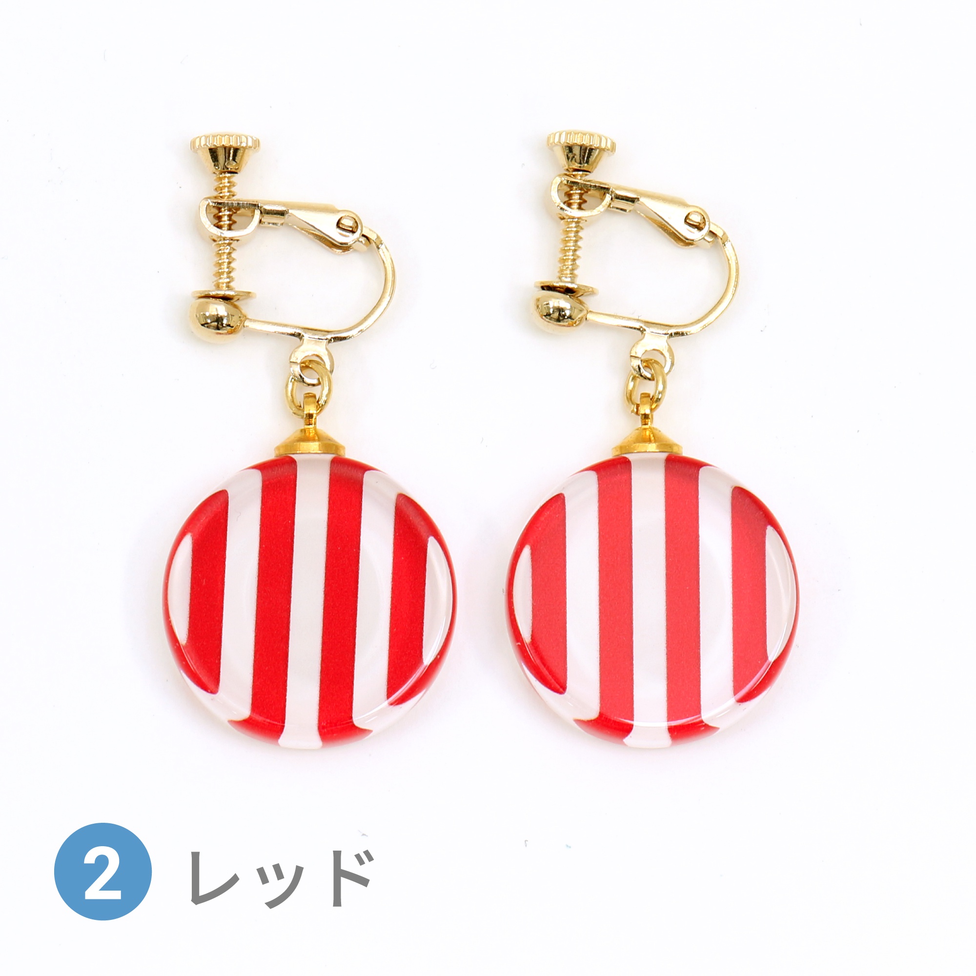 Glass accessories Earring STRIPE red round shape