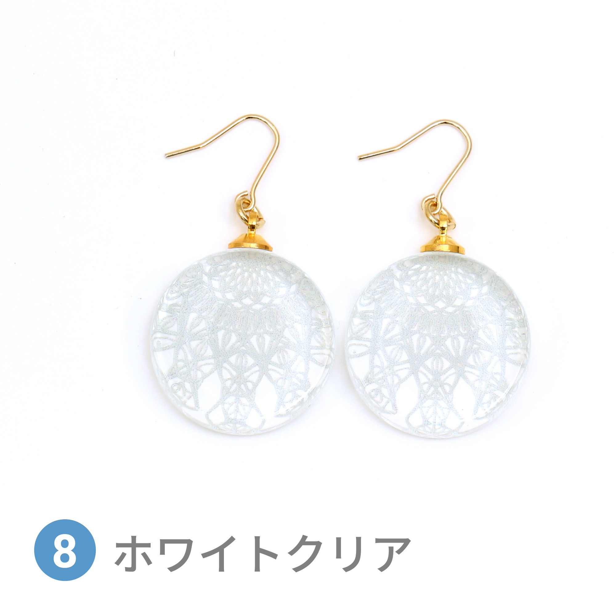 Glass accessories Pierced Earring LACE white clear round shape