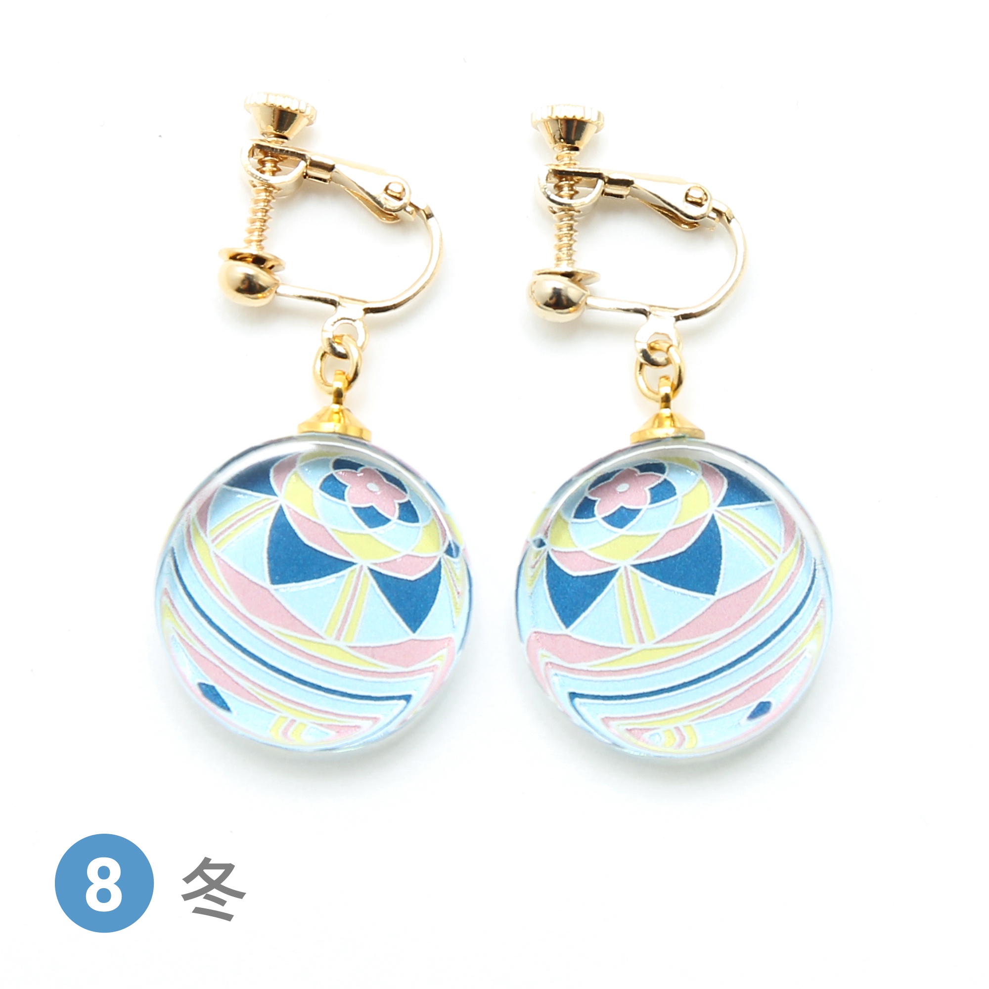Glass accessories Earring TEMARI-aw- Winter round shape