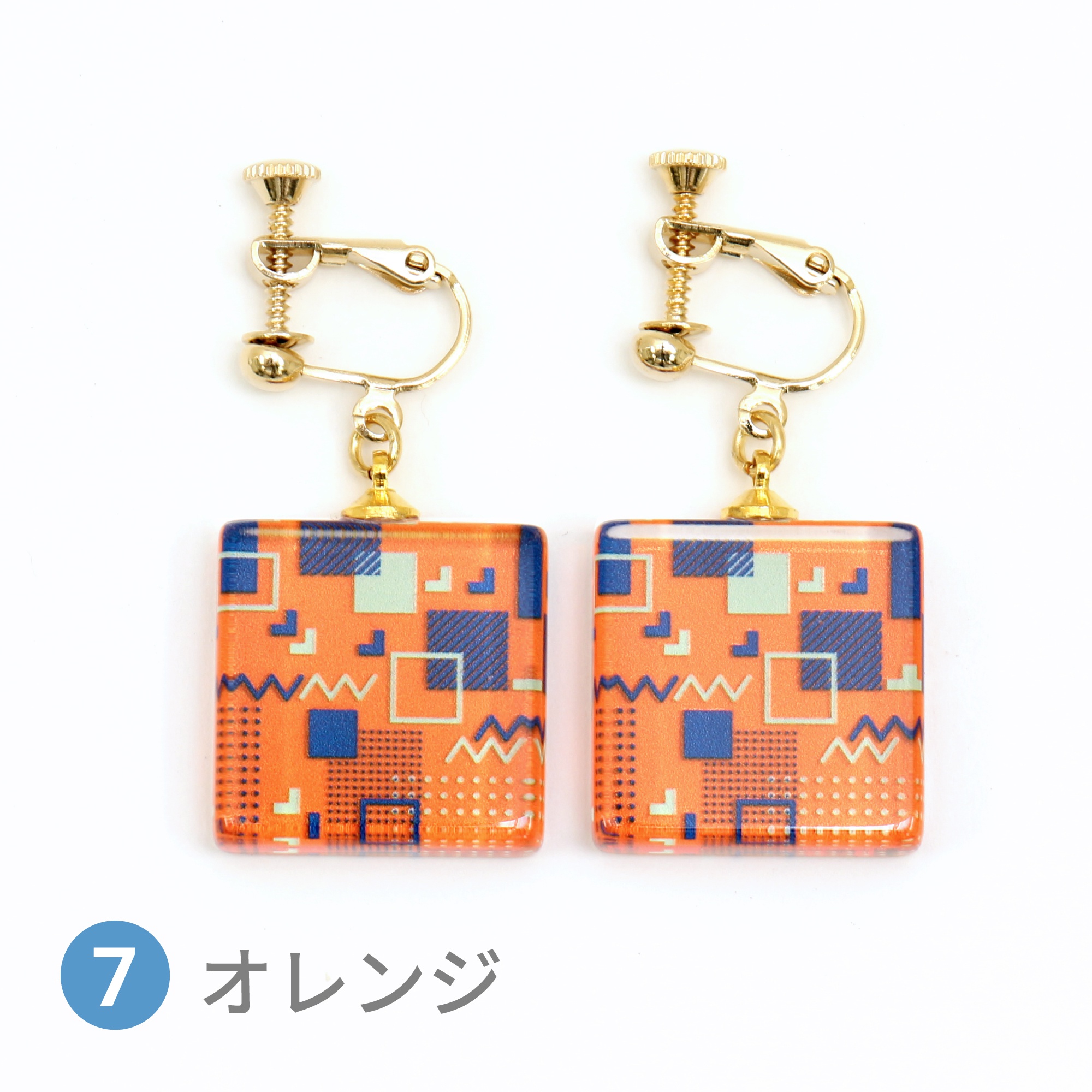 Glass accessories Earring GEOMETRIC orange square shape