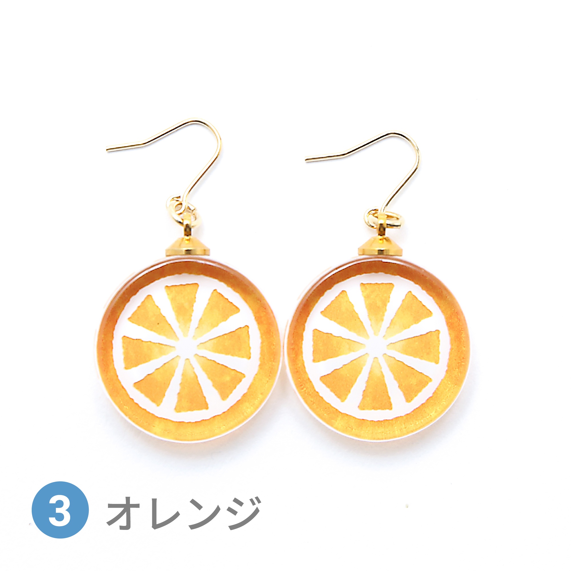 Glass accessories Pierced Earring candy orange round shape