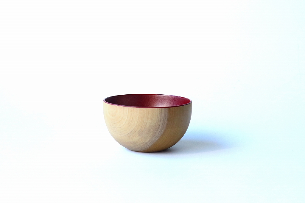 Hoonoki Bowl with kurenai(red) interior metal salad bowl